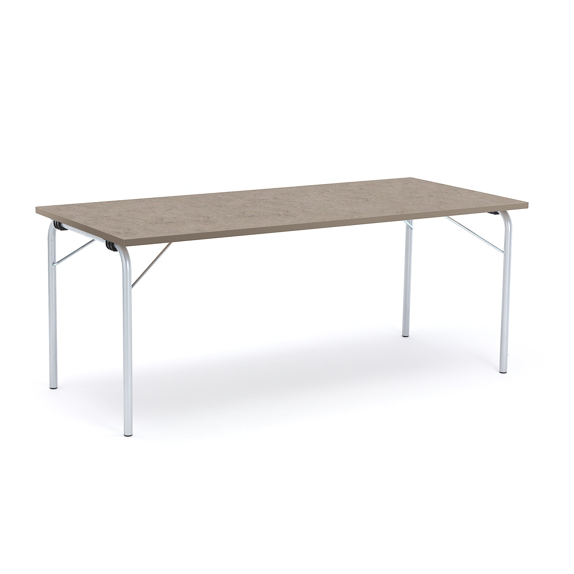 Skládací stůl NICKE, 1800x800x720 mm, stříbrný rám, světle šedé linoleum