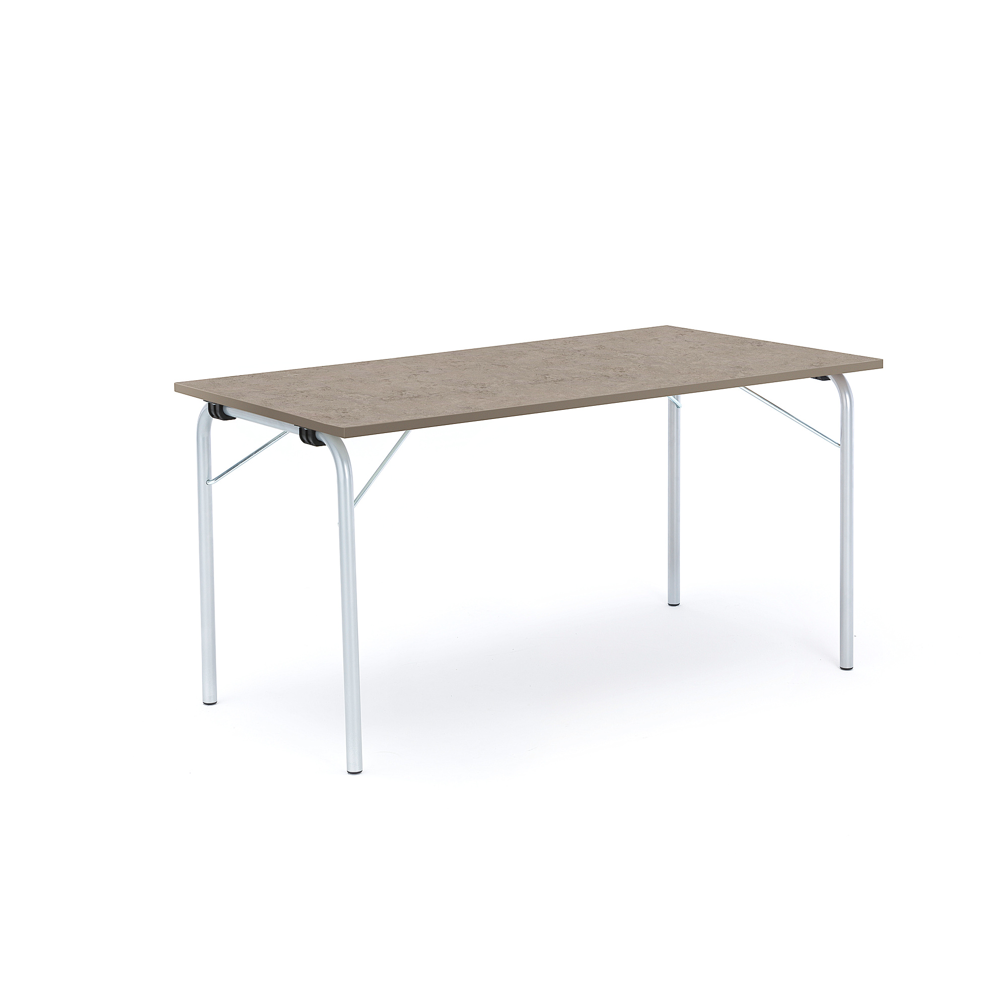 Skládací stůl NICKE, 1400x700x720 mm, stříbrný rám, světle šedé linoleum