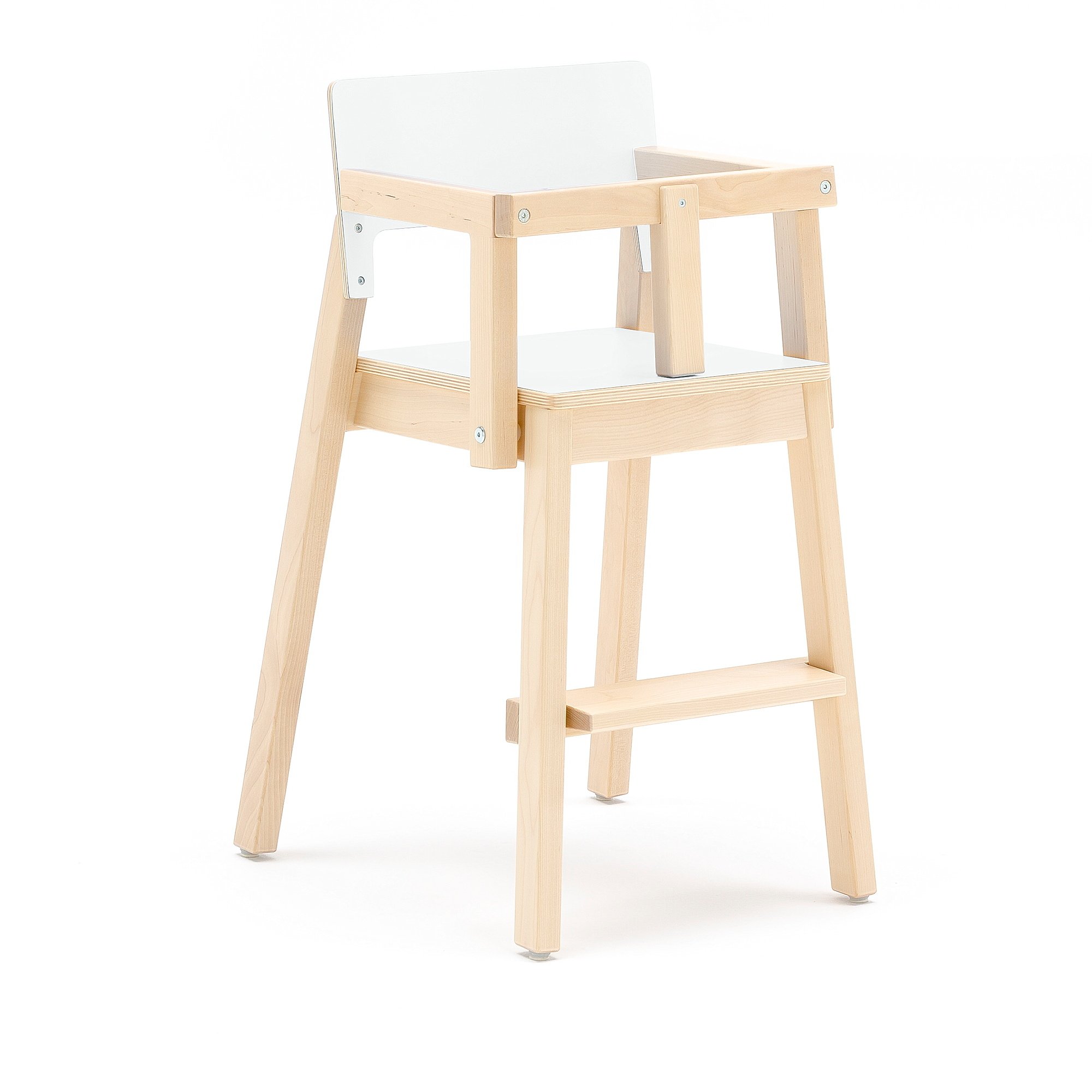 Vysoká dětská židle LOVE, s područkami a zábranou, výška 500 mm, bříza, bílá