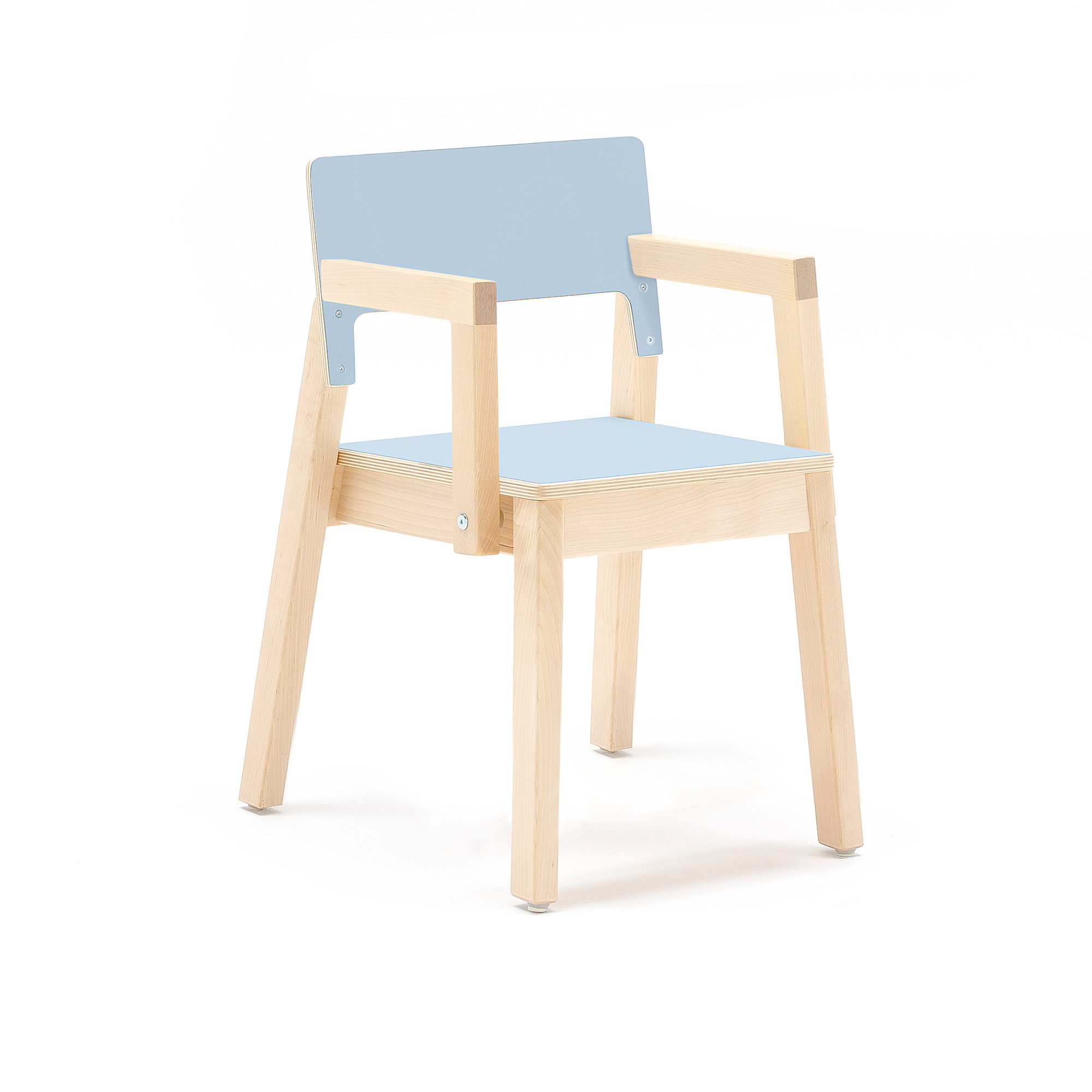 Dětská židle LOVE, s područkami, výška 380 mm, bříza, modrá
