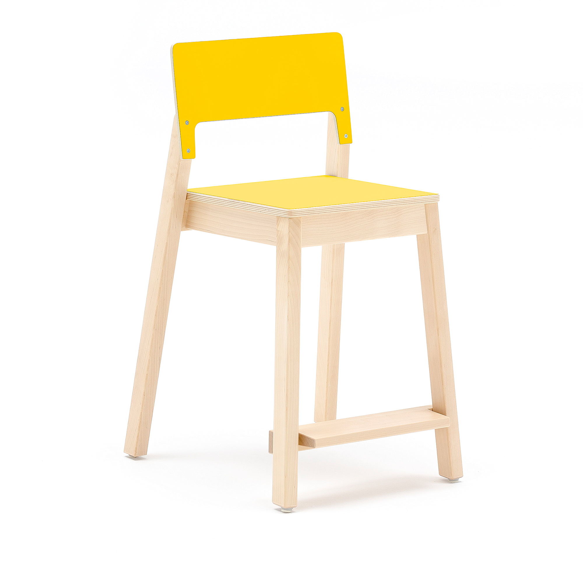 Vysoká dětská židle LOVE, výška 500 mm, bříza, žlutá