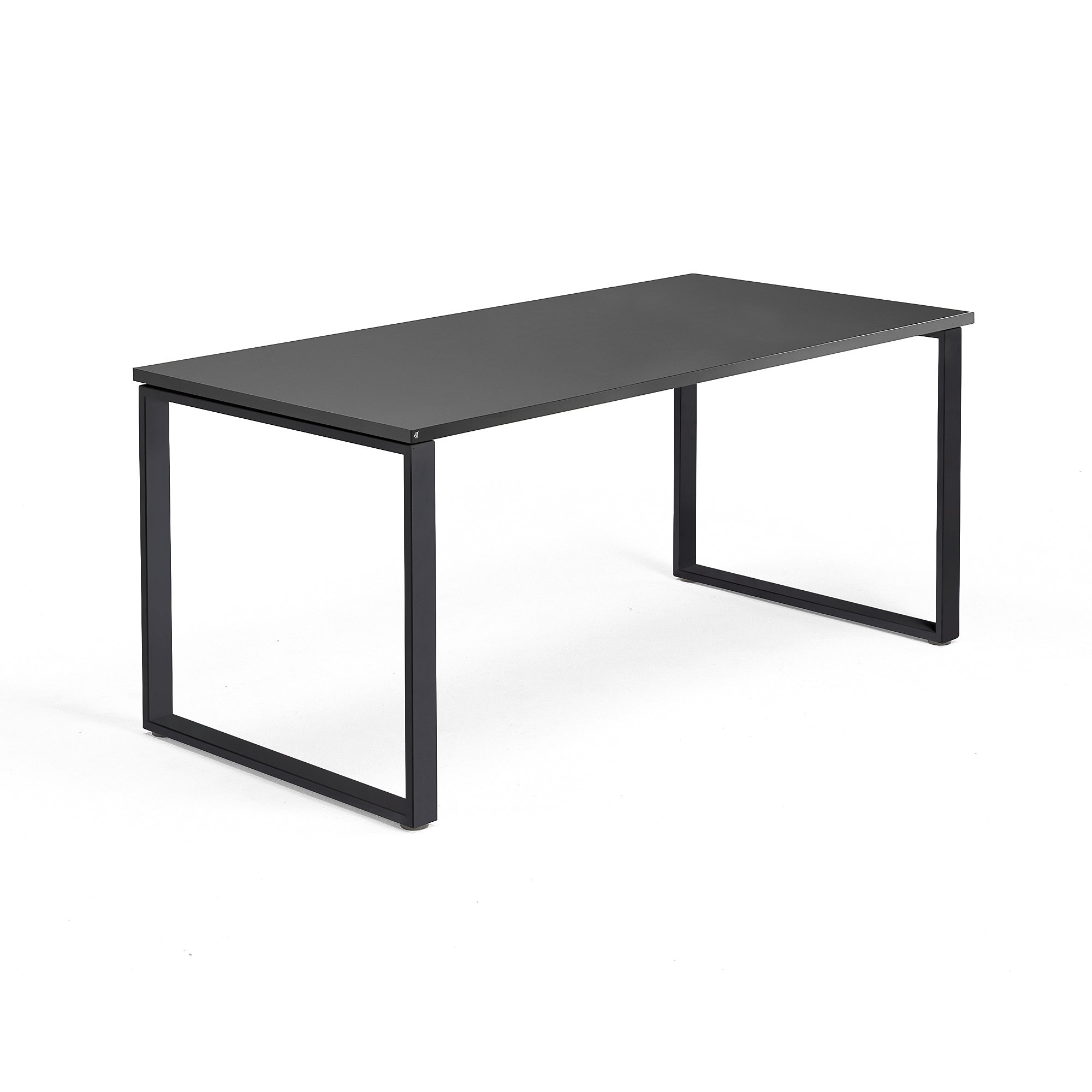 Psací stůl QBUS, O-podnož, 1600x800 mm, černý rám, černá