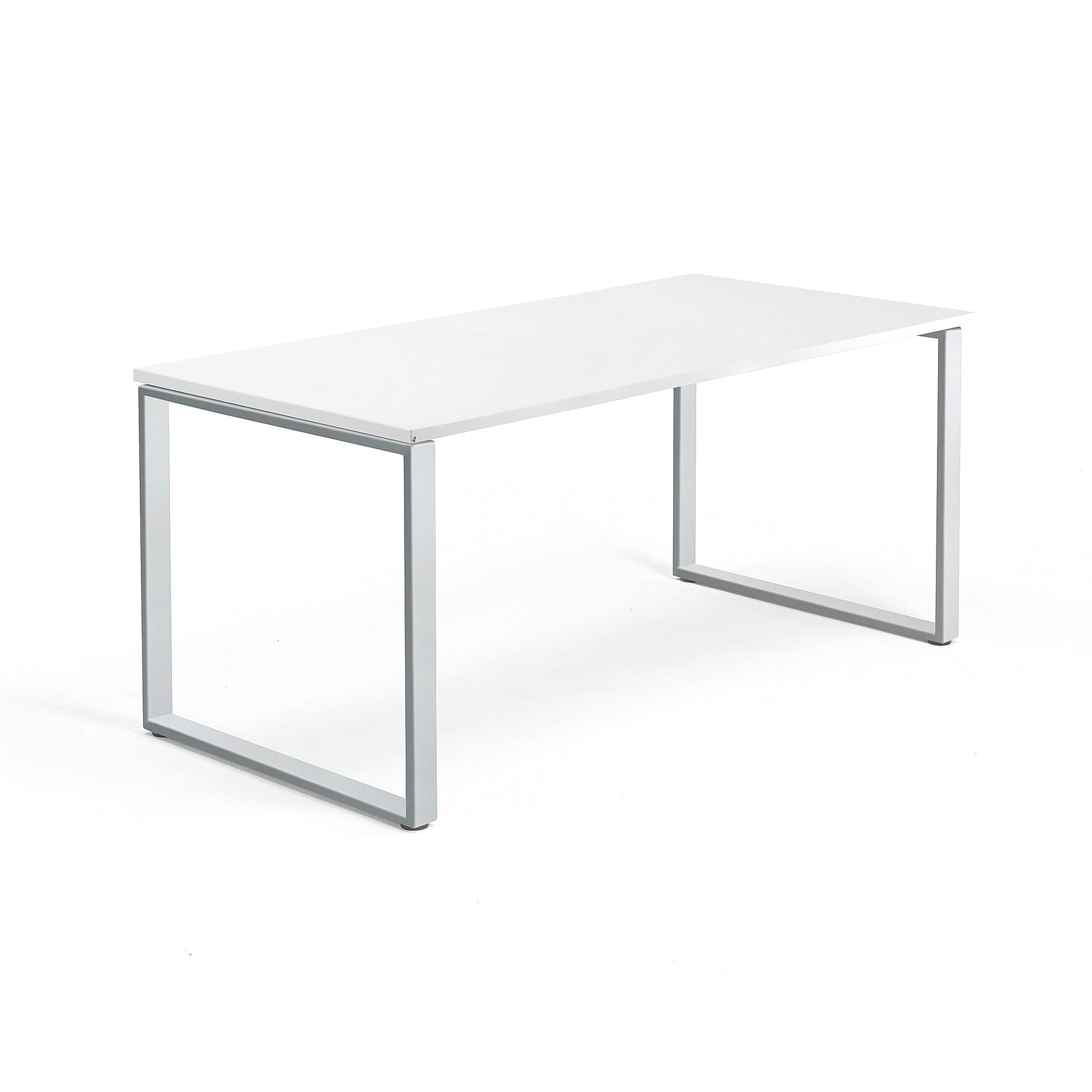 Psací stůl QBUS, O-podnož, 1600x800 mm, stříbrný rám, bílá