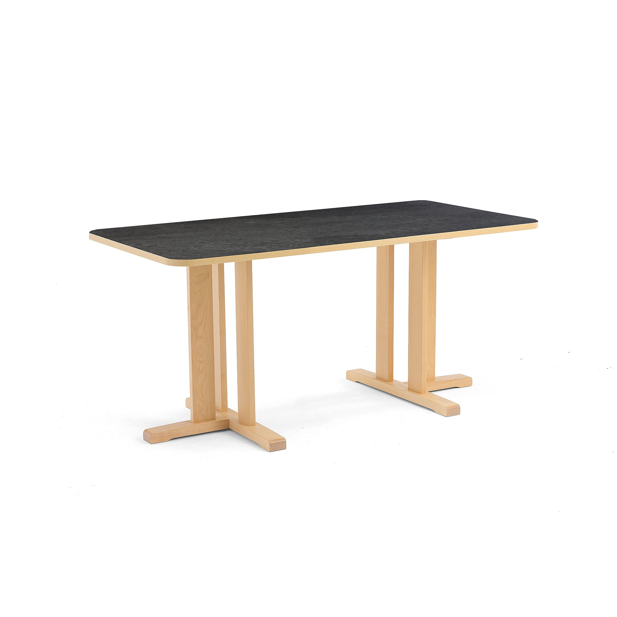 Stůl KUPOL, 1600x800x720 mm, obdélník, akustické linoleum, bříza/tmavě šedá
