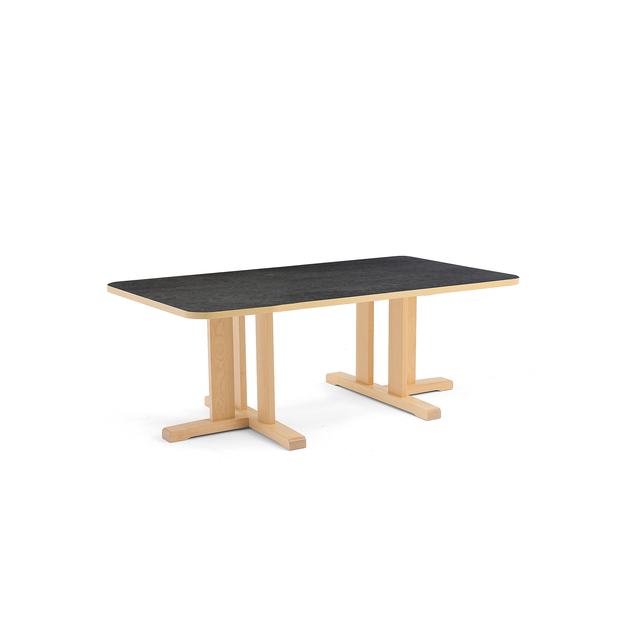 Stůl KUPOL, 1400x800x500 mm, obdélník, akustické linoleum, bříza/tmavě šedá