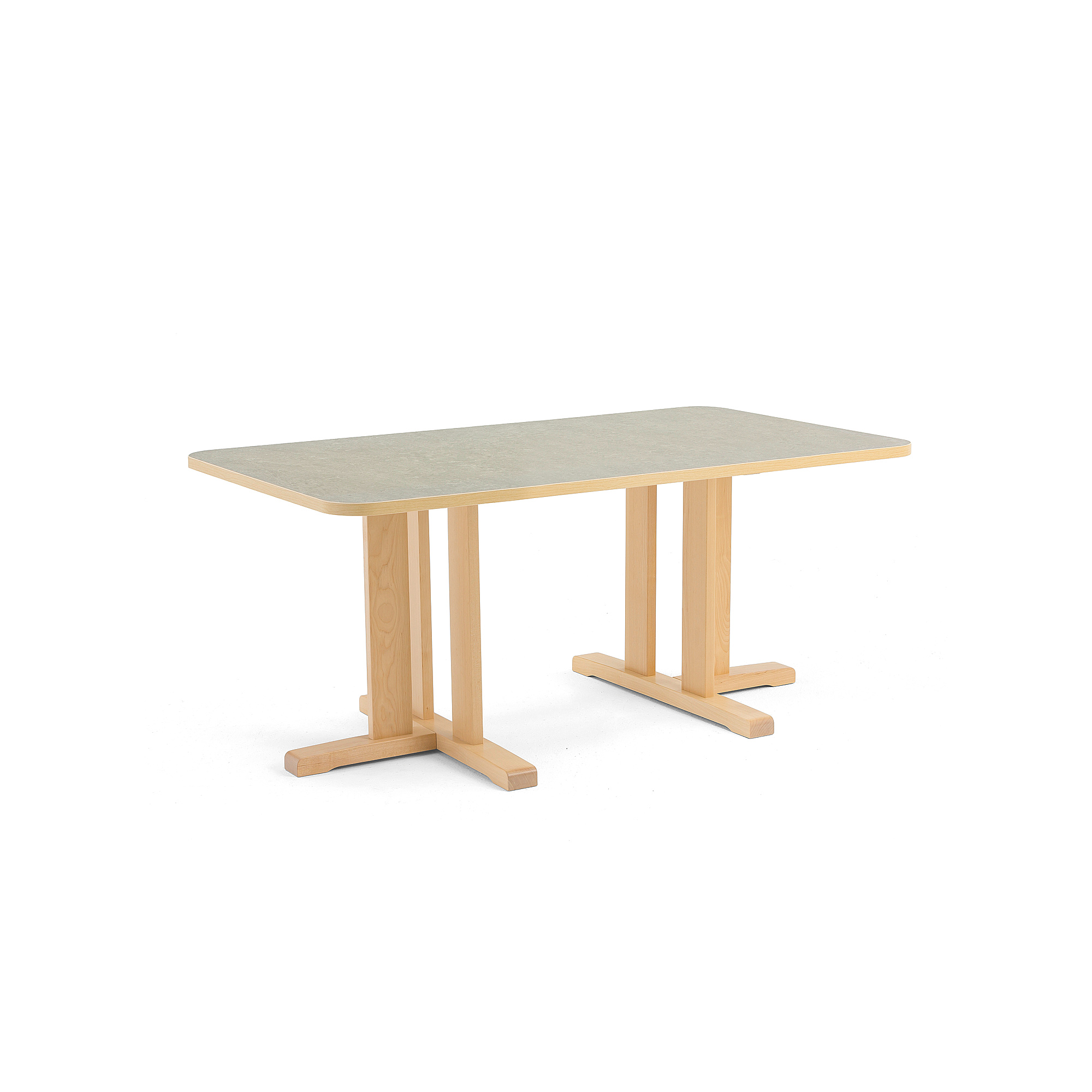 Stůl KUPOL, 1400x800x600 mm, obdélník, akustické linoleum, bříza/šedá