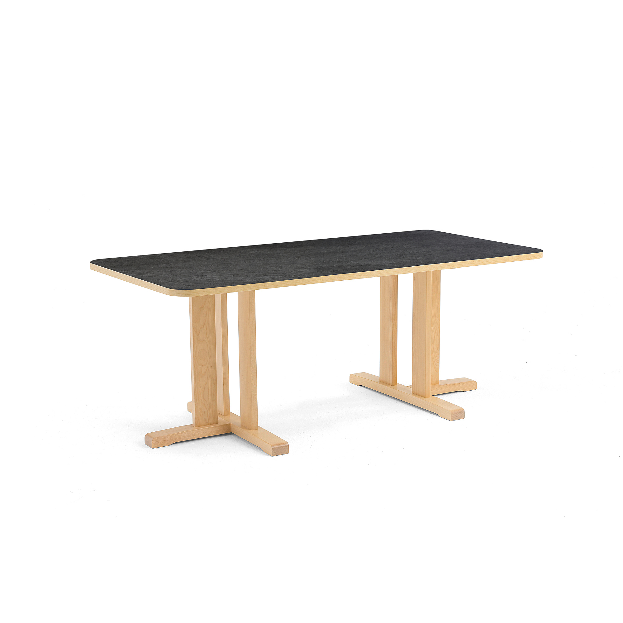 Stůl KUPOL, 1600x800x600 mm, obdélník, akustické linoleum, bříza/tmavě šedá