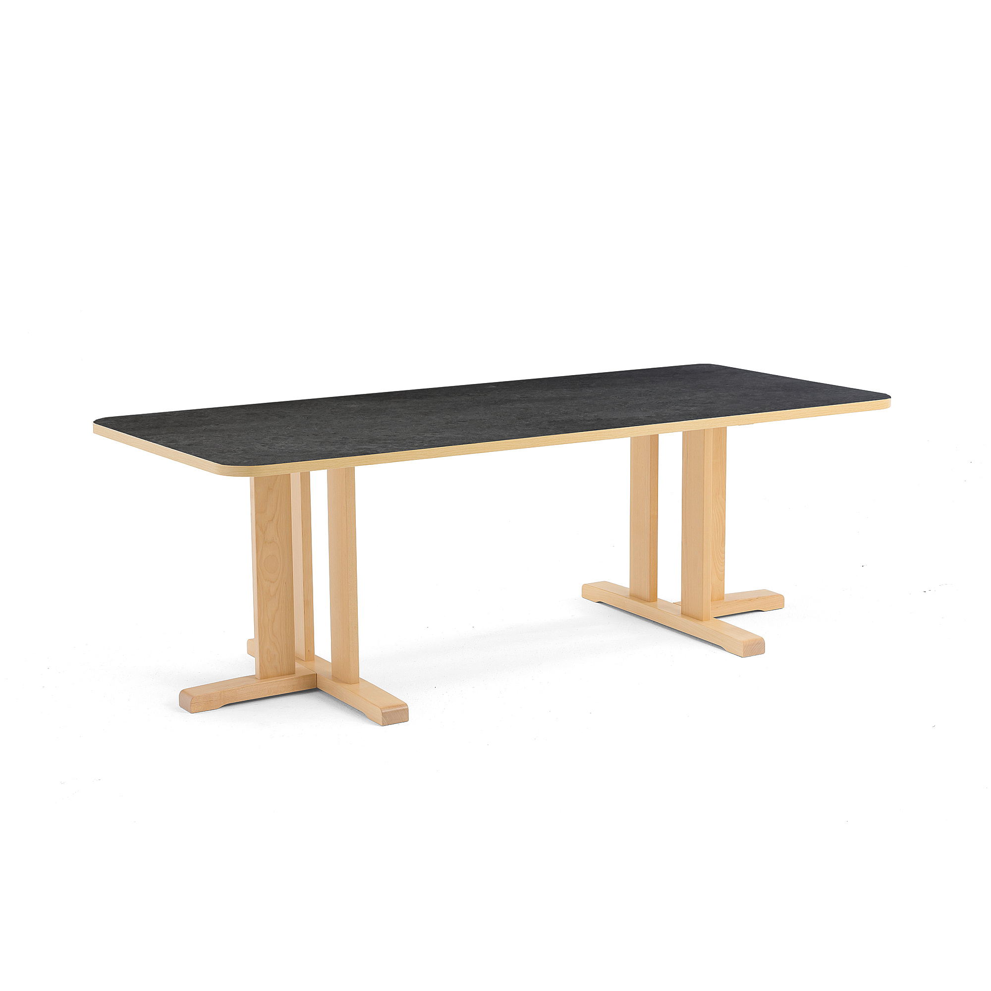 Stůl KUPOL, 1800x800x600 mm, obdélník, akustické linoleum, bříza/tmavě šedá