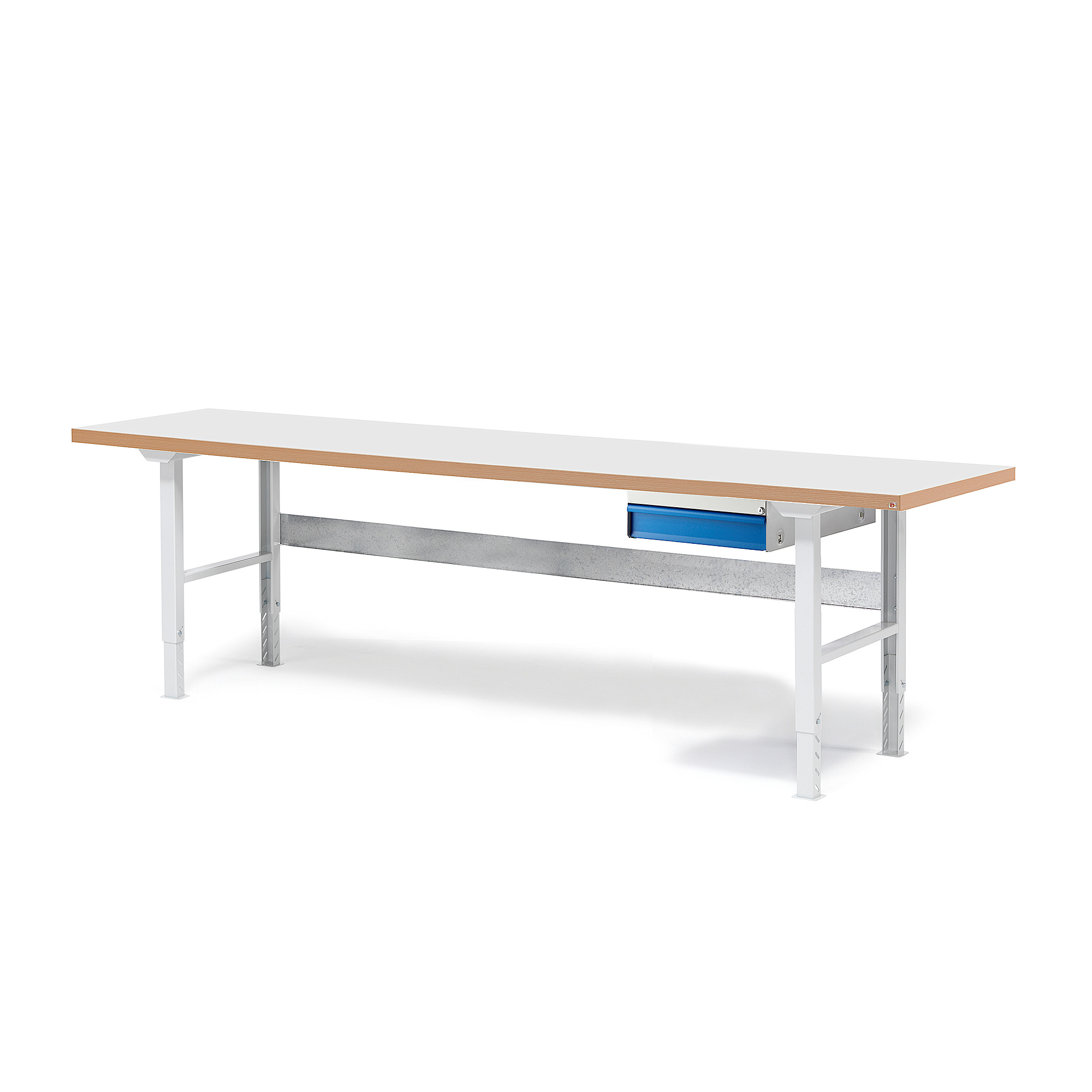 Dílenský stůl SOLID, 2500x800 mm, nosnost 750 kg, 1 zásuvka, laminát