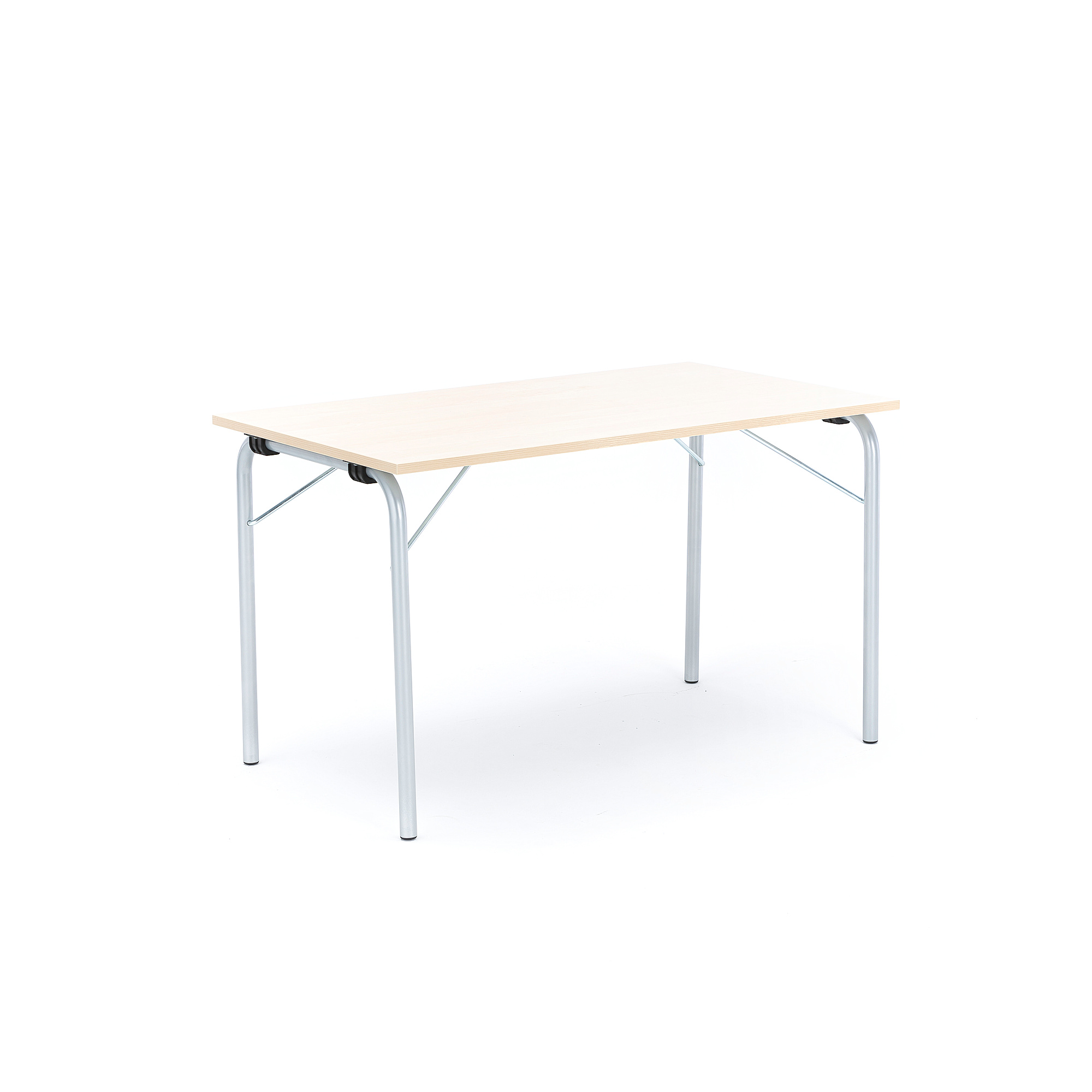 Skládací stůl NICKE, 1200x700x720 mm, stříbrný rám,lamino bříza