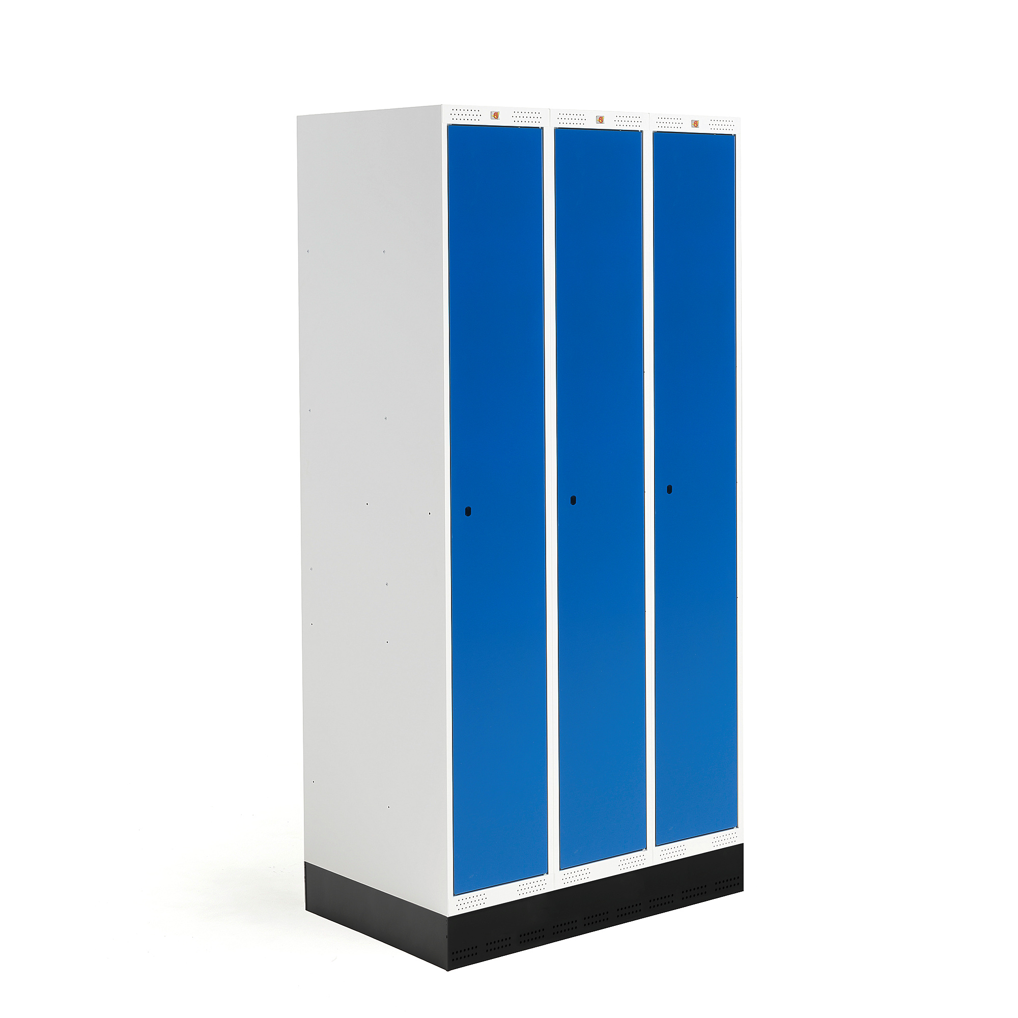 Šatní skříňka ROZ, 3 sekce, se soklem, 1890x900x550 mm, modrá