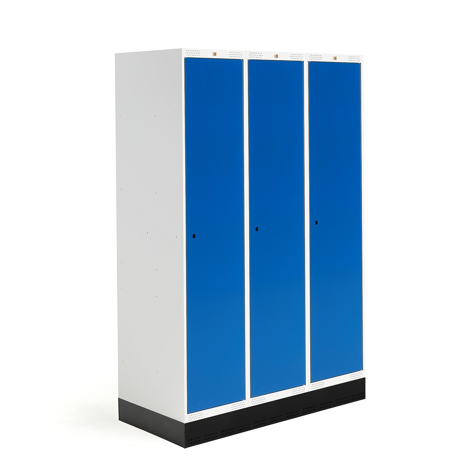 Šatní skříňka ROZ, 3 sekce, se soklem, 1890x1200x550 mm, modrá