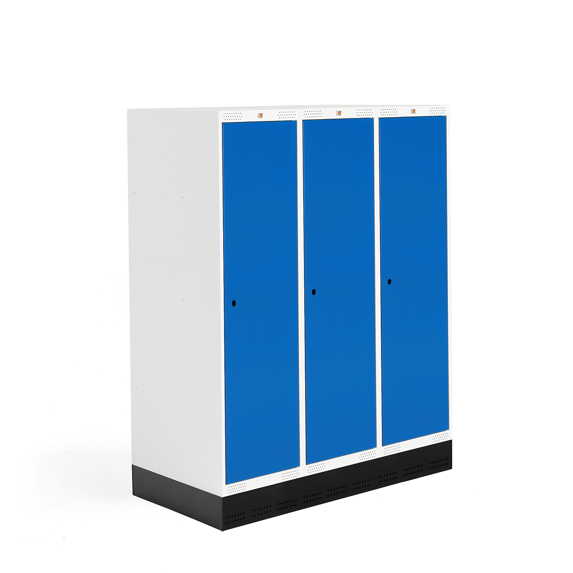Šatní skříňka ROZ, 3 sekce, se soklem, 1510x1200x550 mm, modrá