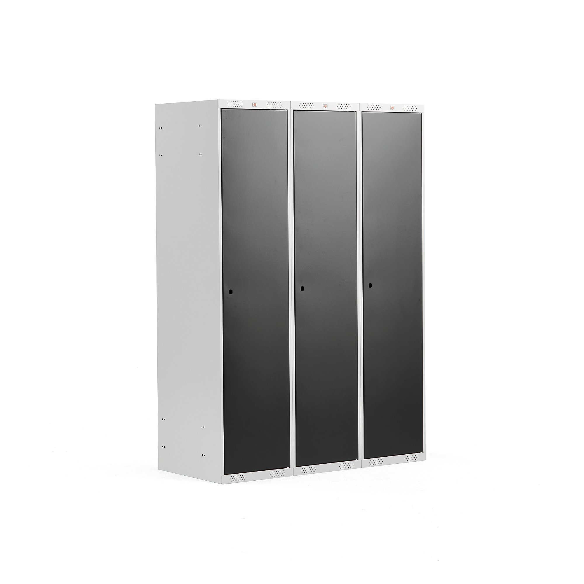 Šatní skříňka CLASSIC, 3 sekce, 1740x1200x550 mm, šedá, černé dveře
