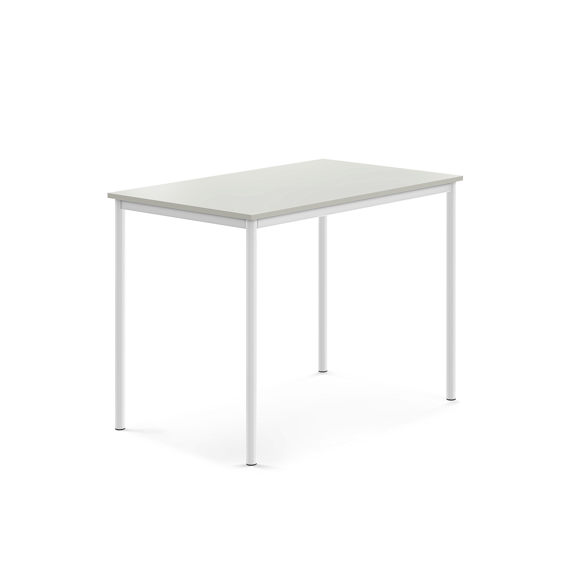Stůl SONITUS, 1200x800x900 mm, bílé nohy, HPL deska tlumící hluk, šedá