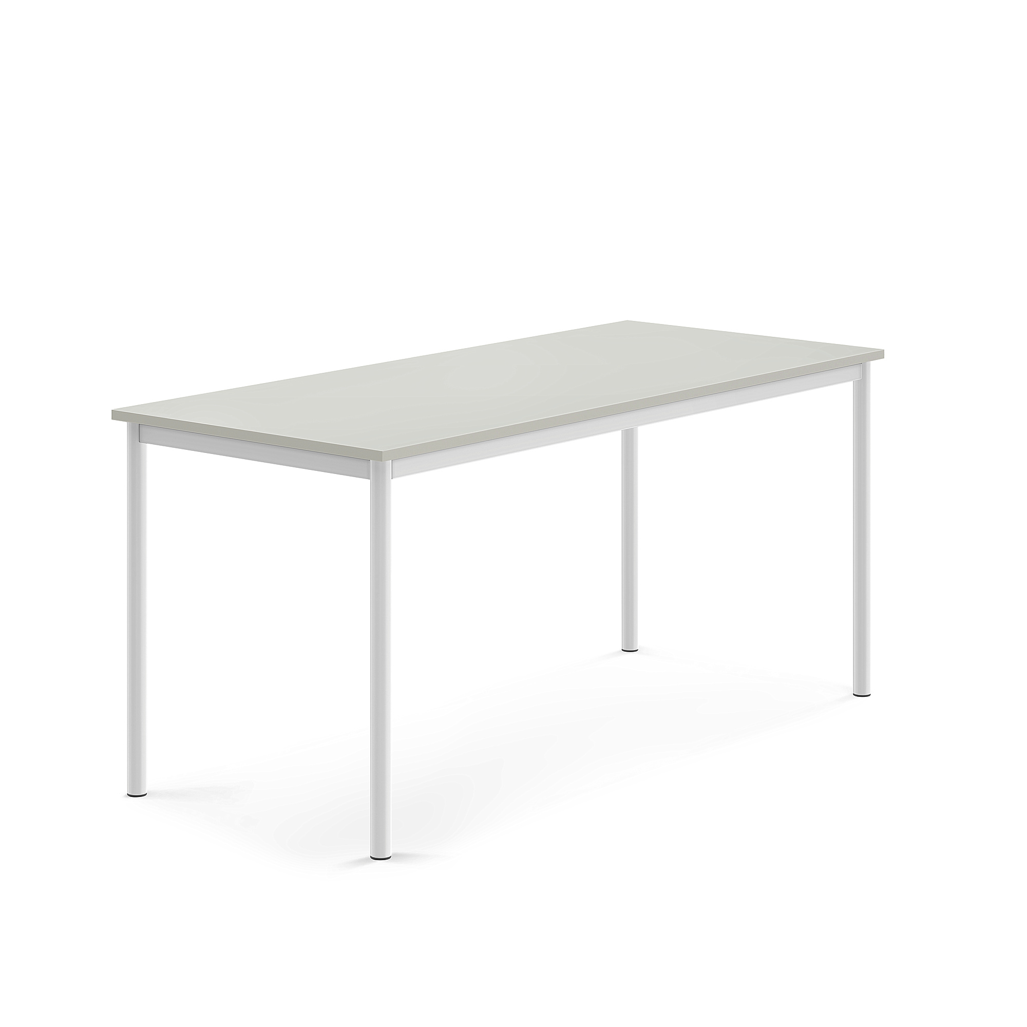 Stůl SONITUS, 1600x700x720 mm, bílé nohy, HPL deska tlumící hluk, šedá