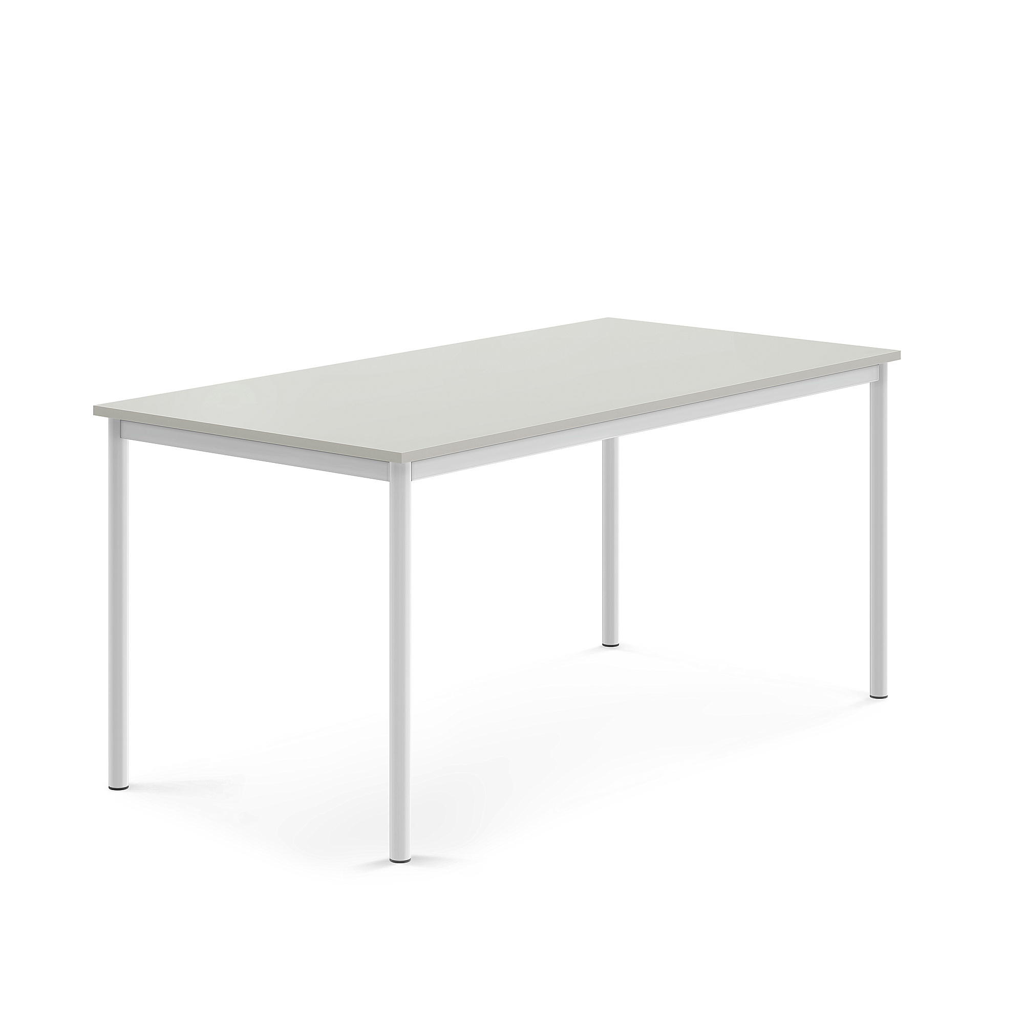 Stůl SONITUS, 1600x800x720 mm, bílé nohy, HPL deska tlumící hluk, šedá