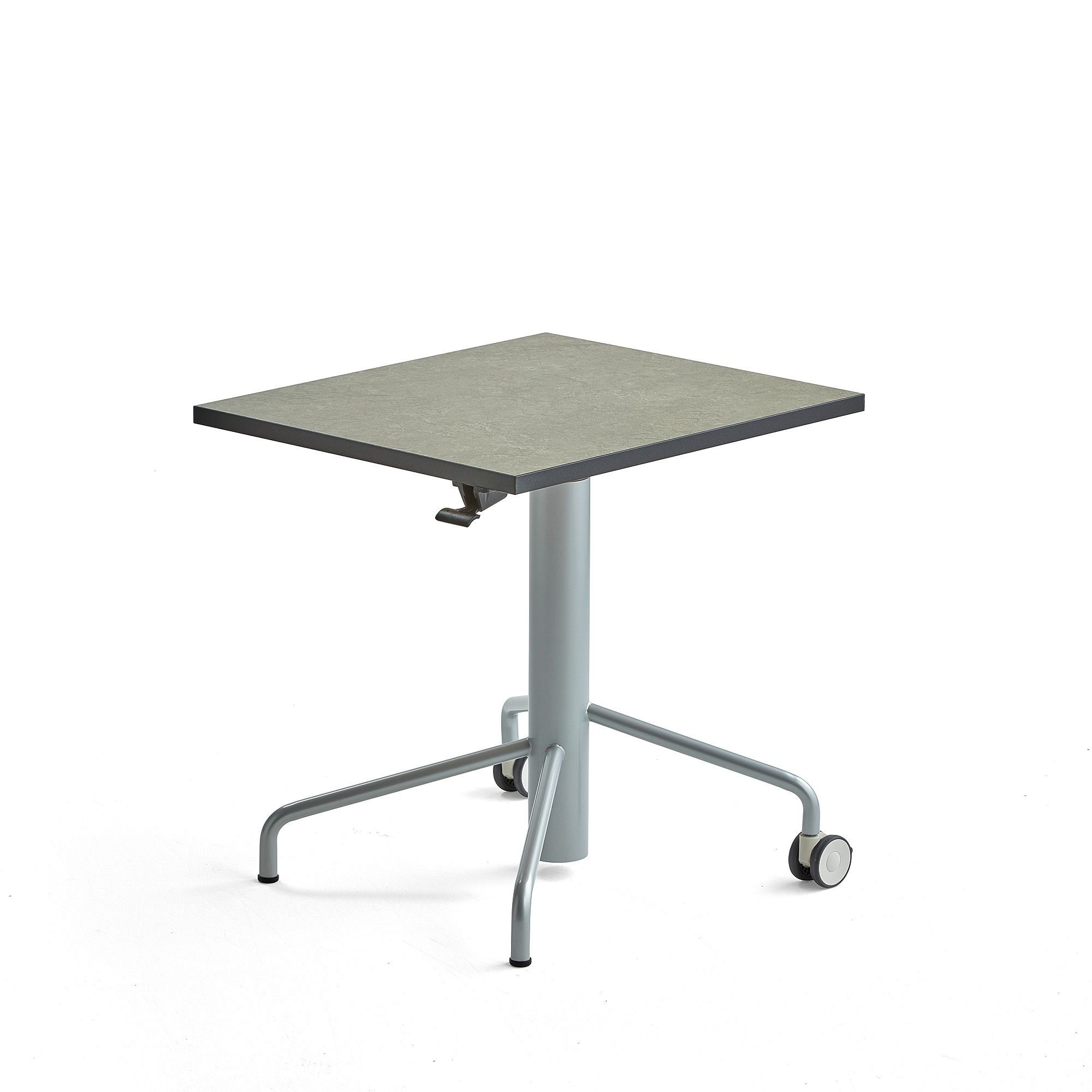 Výškově nastavitelný stůl ARISE, 600x700 mm, šedá podnož, šedé linoleum