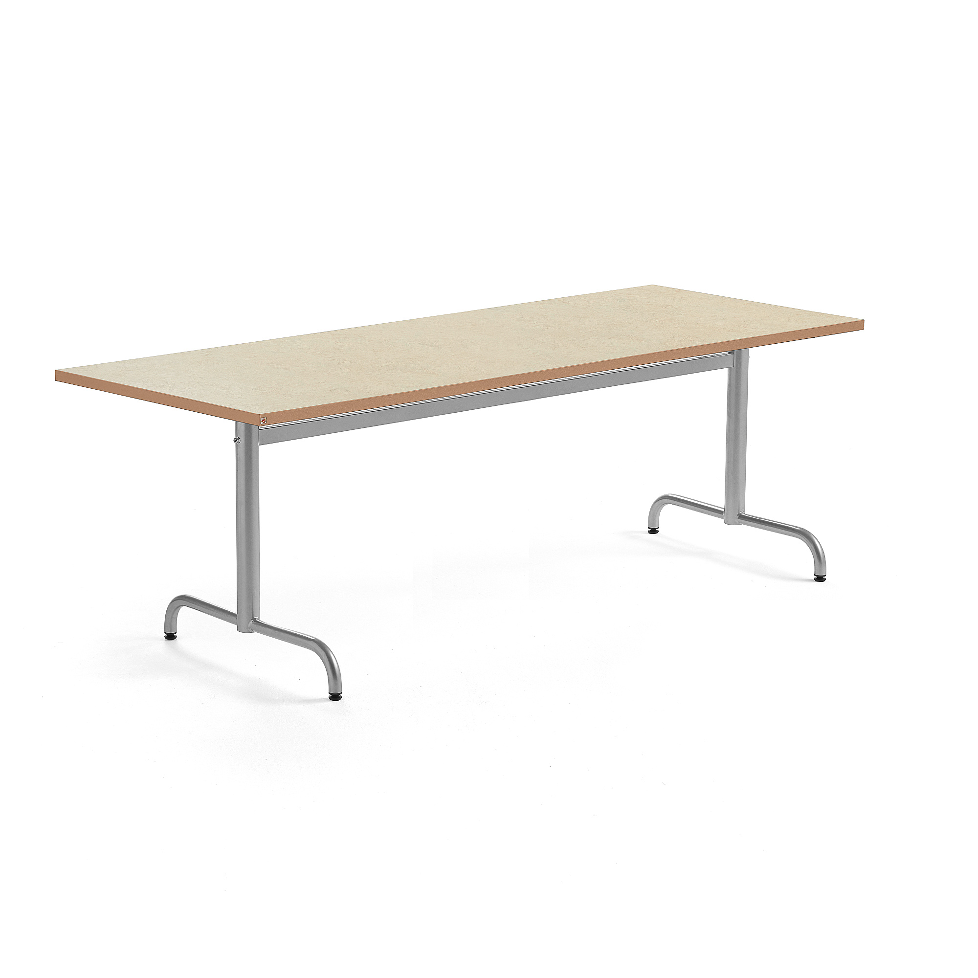 Stůl PLURAL, 1800x800x720 mm, linoleum, béžová, stříbrná
