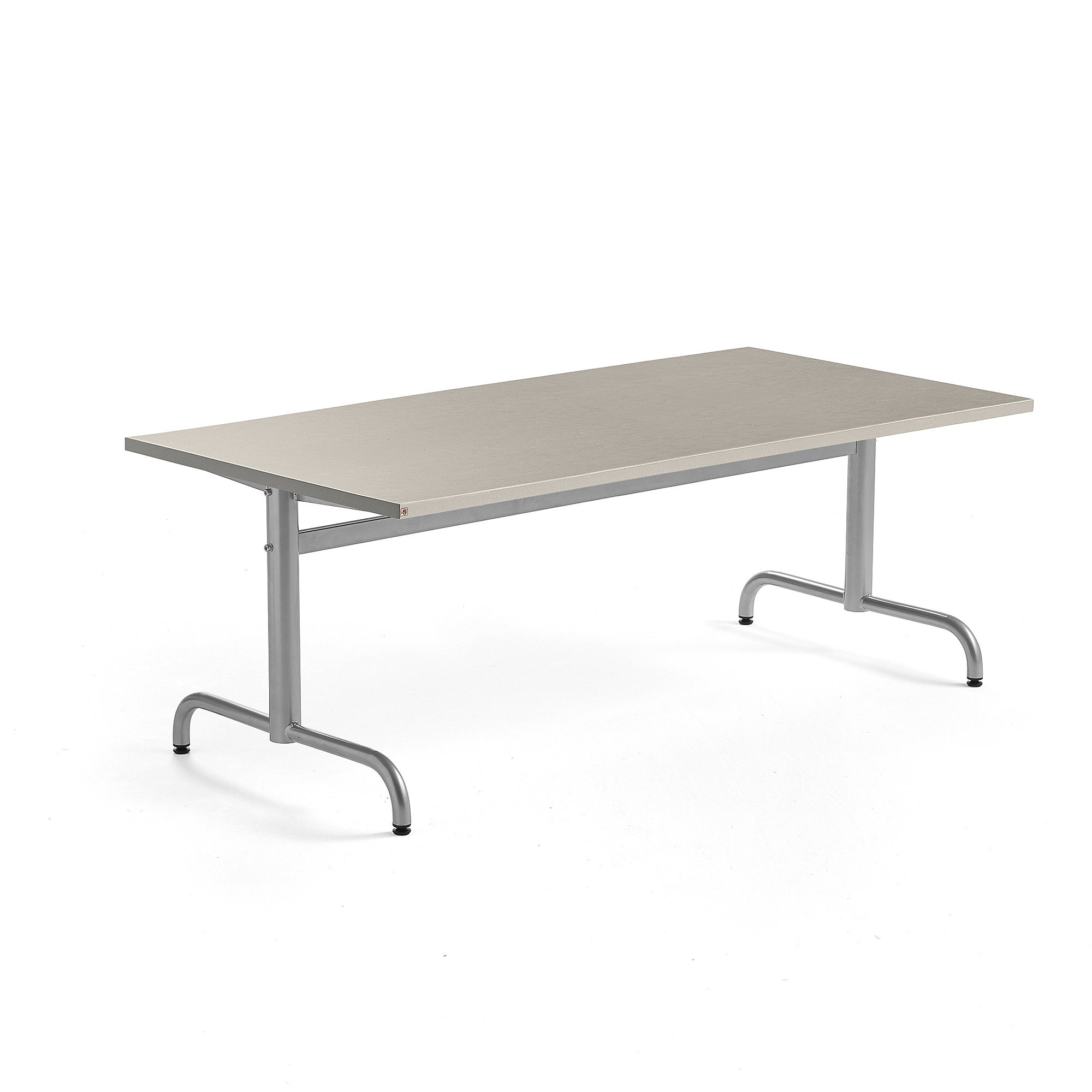 Stůl PLURAL, 1600x800x600 mm, linoleum, šedá, stříbrná