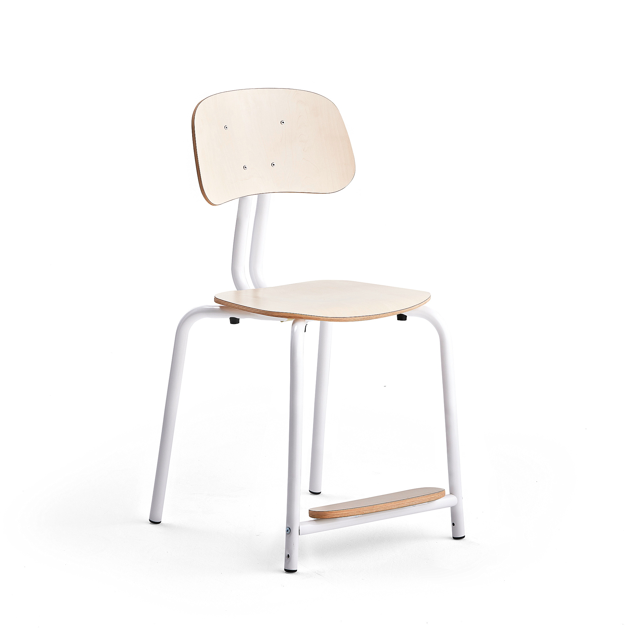 Školní židle YNGVE, 4 nohy, výška 500 mm, bílá/bříza
