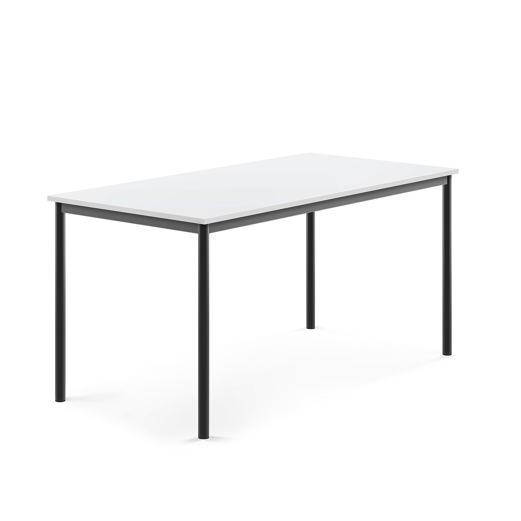 Stůl SONITUS, 1600x800x760 mm, antracitově šedé nohy, HPL deska tlumící hluk, bílá