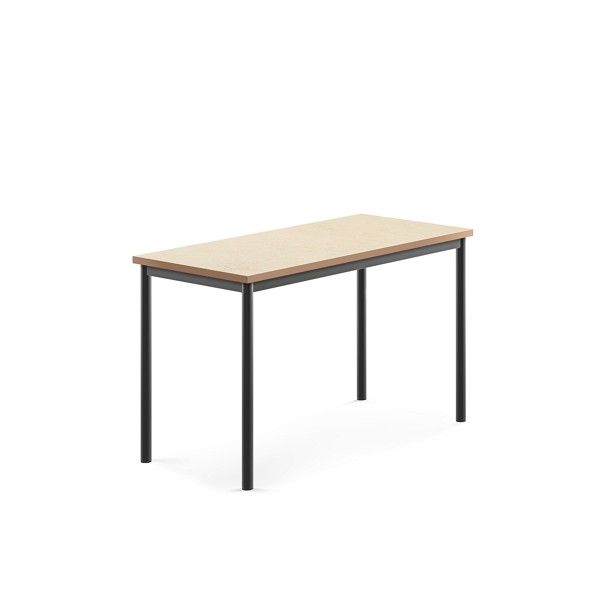 Stůl SONITUS, 1200x600x720 mm, antracitově šedé nohy, deska s linoleem, béžová
