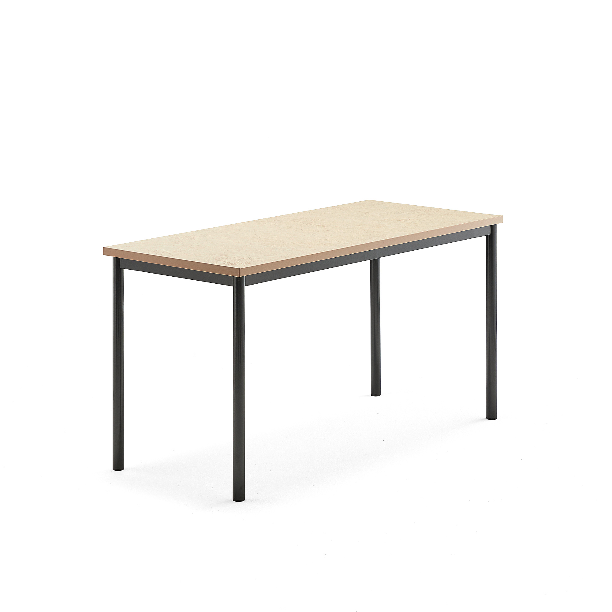 Stůl SONITUS, 1400x600x720 mm, antracitově šedé nohy, deska s linoleem, béžová