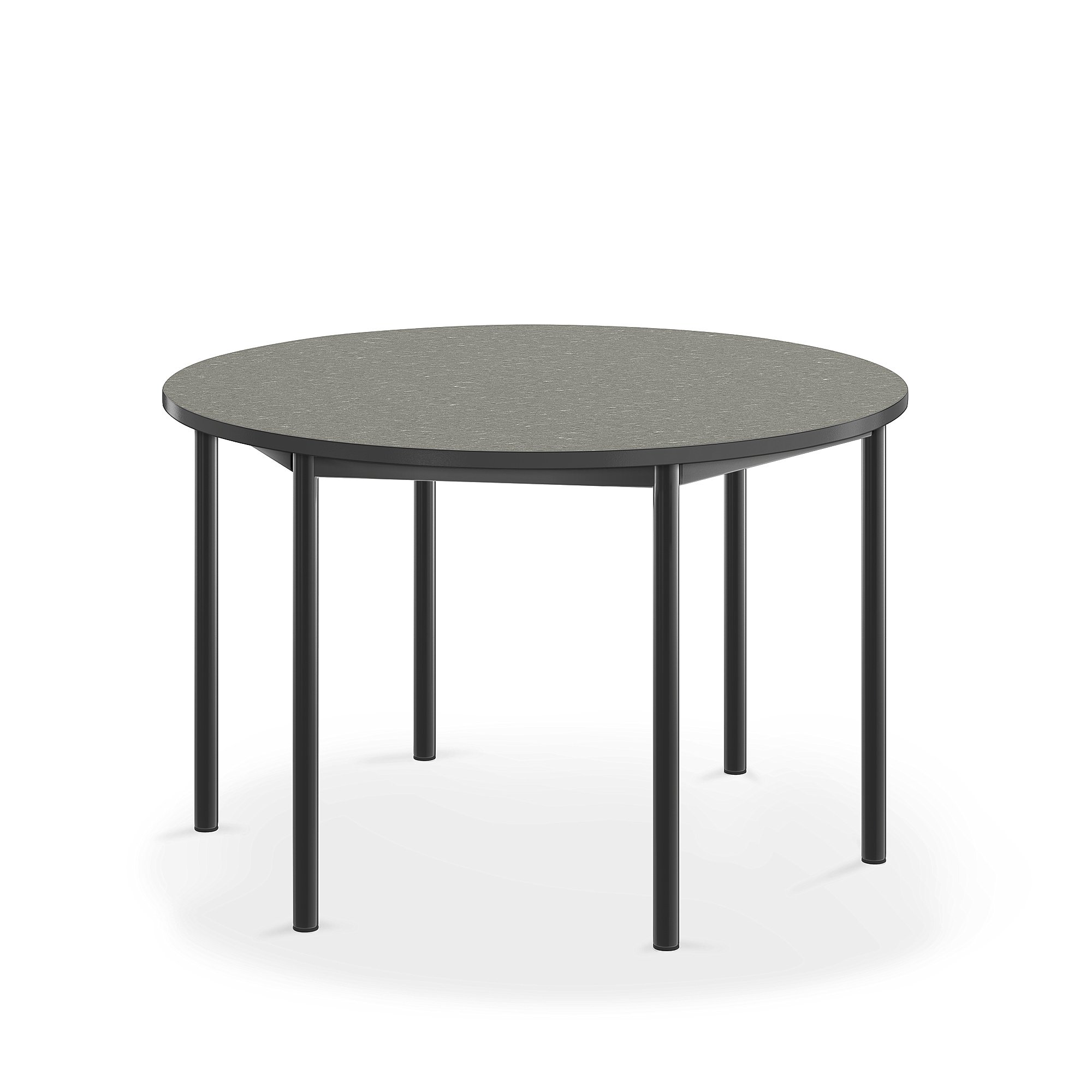 Stůl SONITUS, Ø1200x720 mm, antracitově šedé nohy, deska s linoleem, tmavě šedá