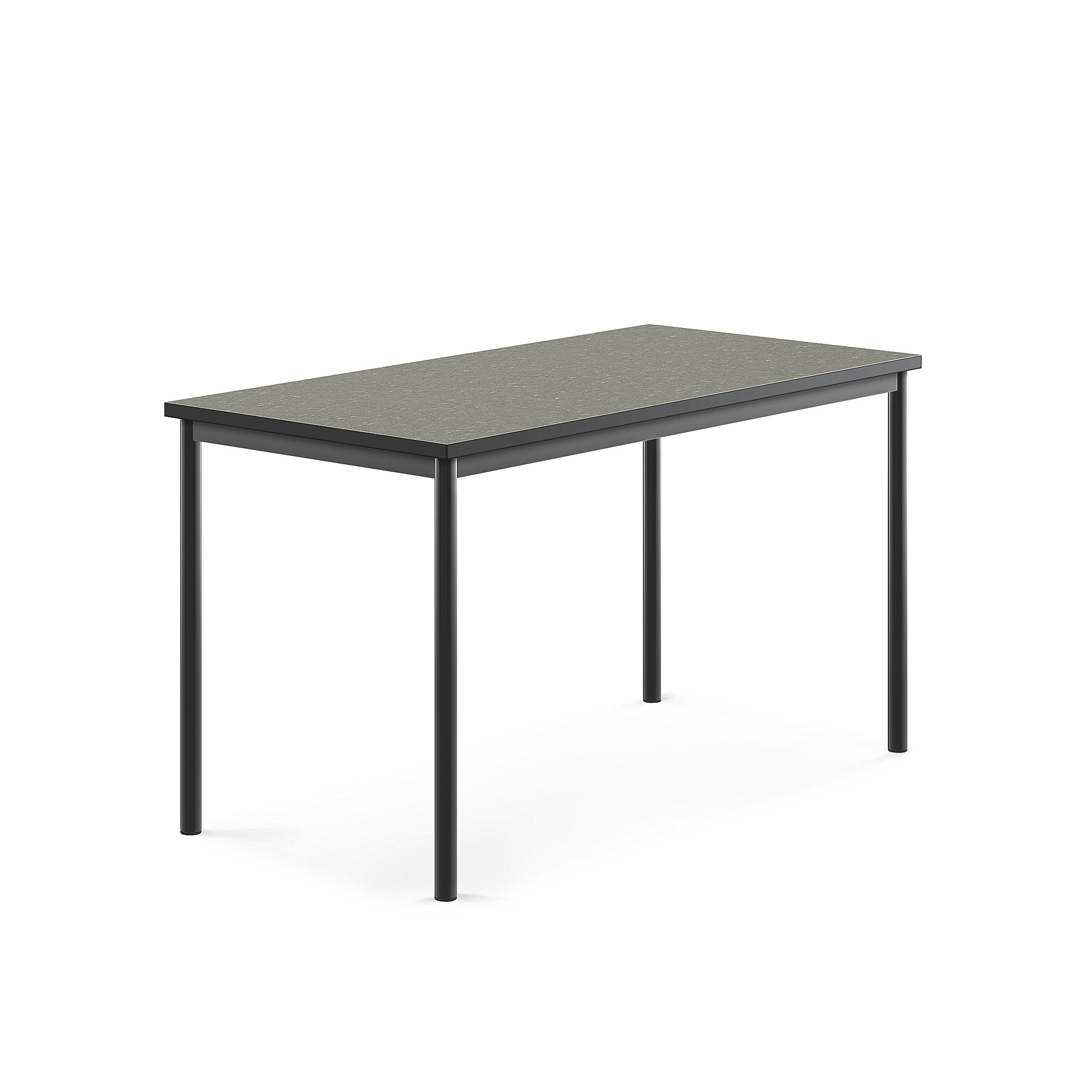 Stůl SONITUS, 1400x700x760 mm, antracitově šedé nohy, deska s linoleem, tmavě šedá