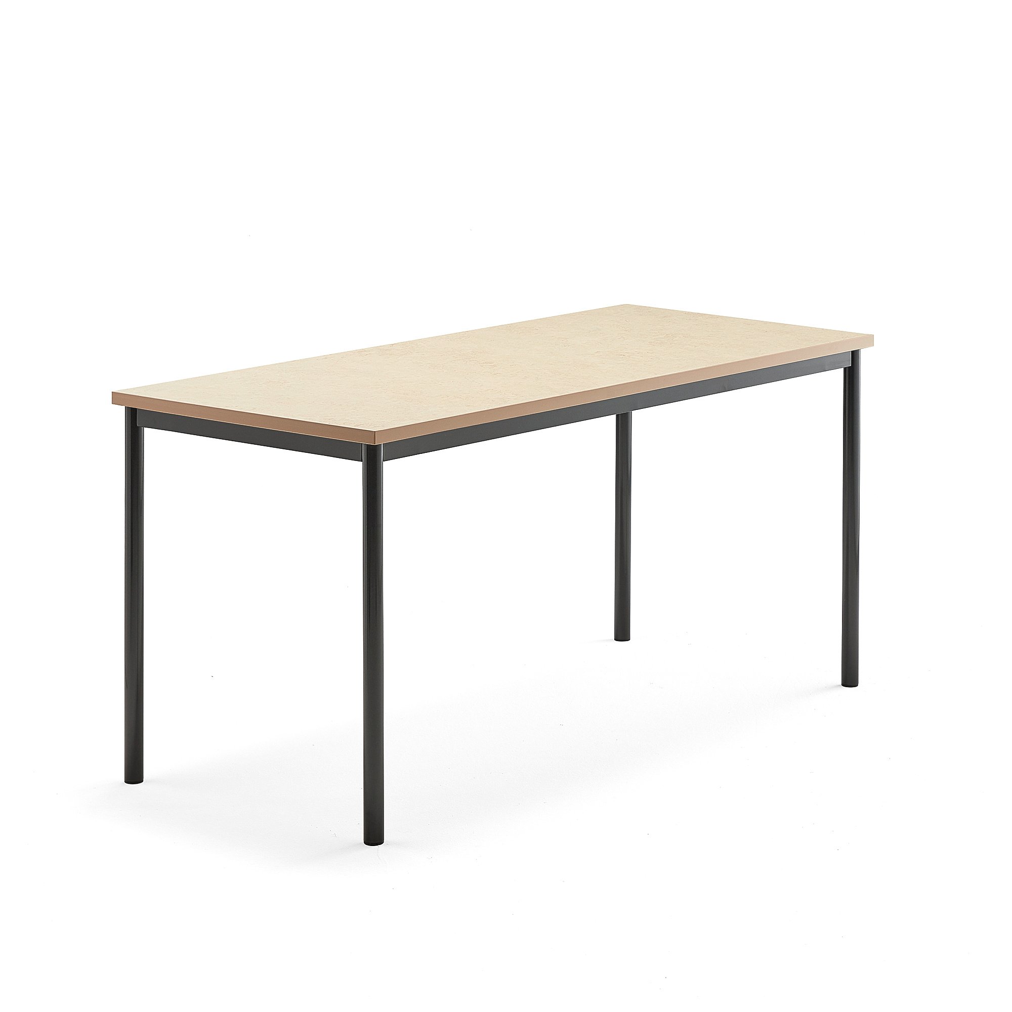 Stůl SONITUS, 1600x700x760 mm, antracitově šedé nohy, deska s linoleem, béžová