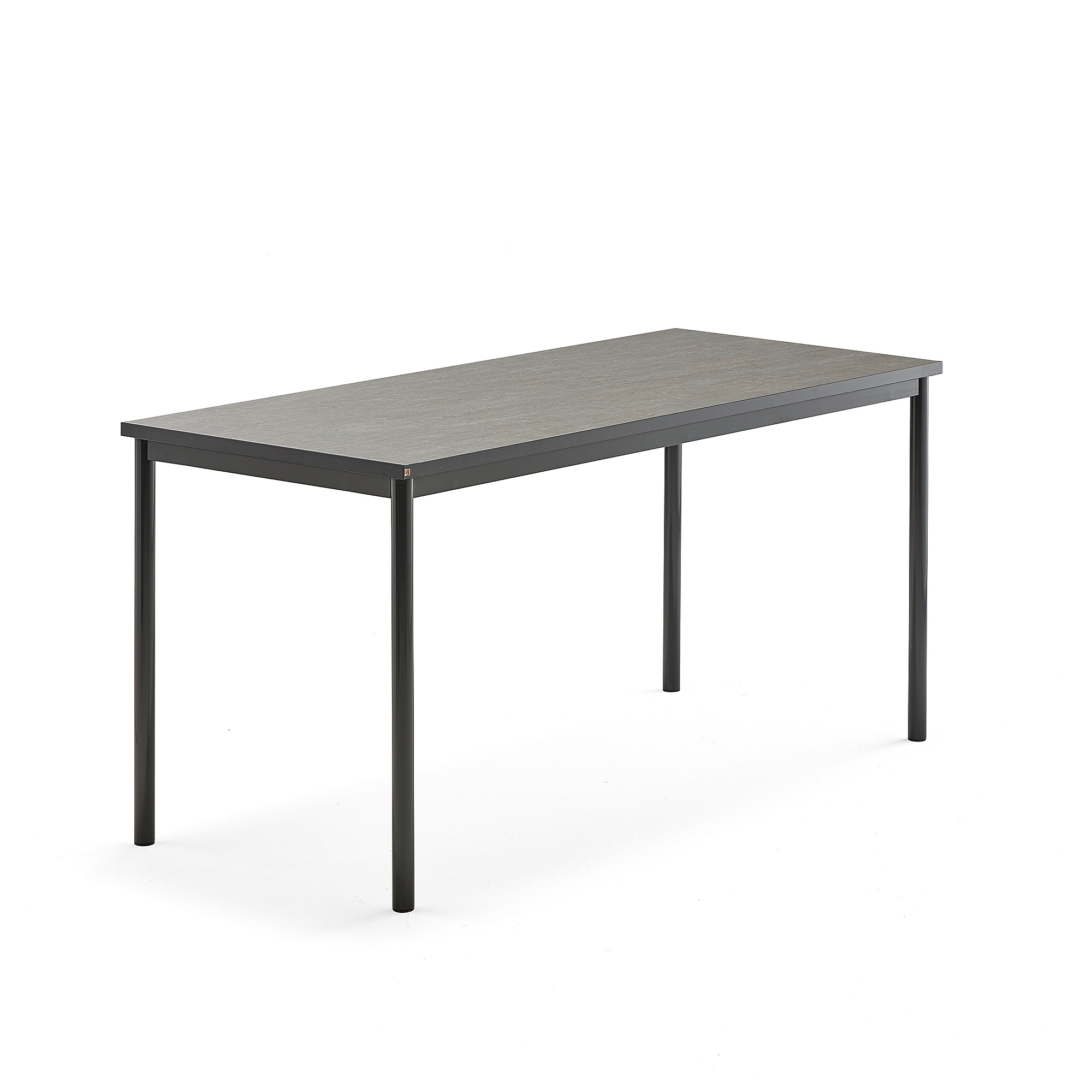 Stůl SONITUS, 1600x700x760 mm, antracitově šedé nohy, deska s linoleem, tmavě šedá