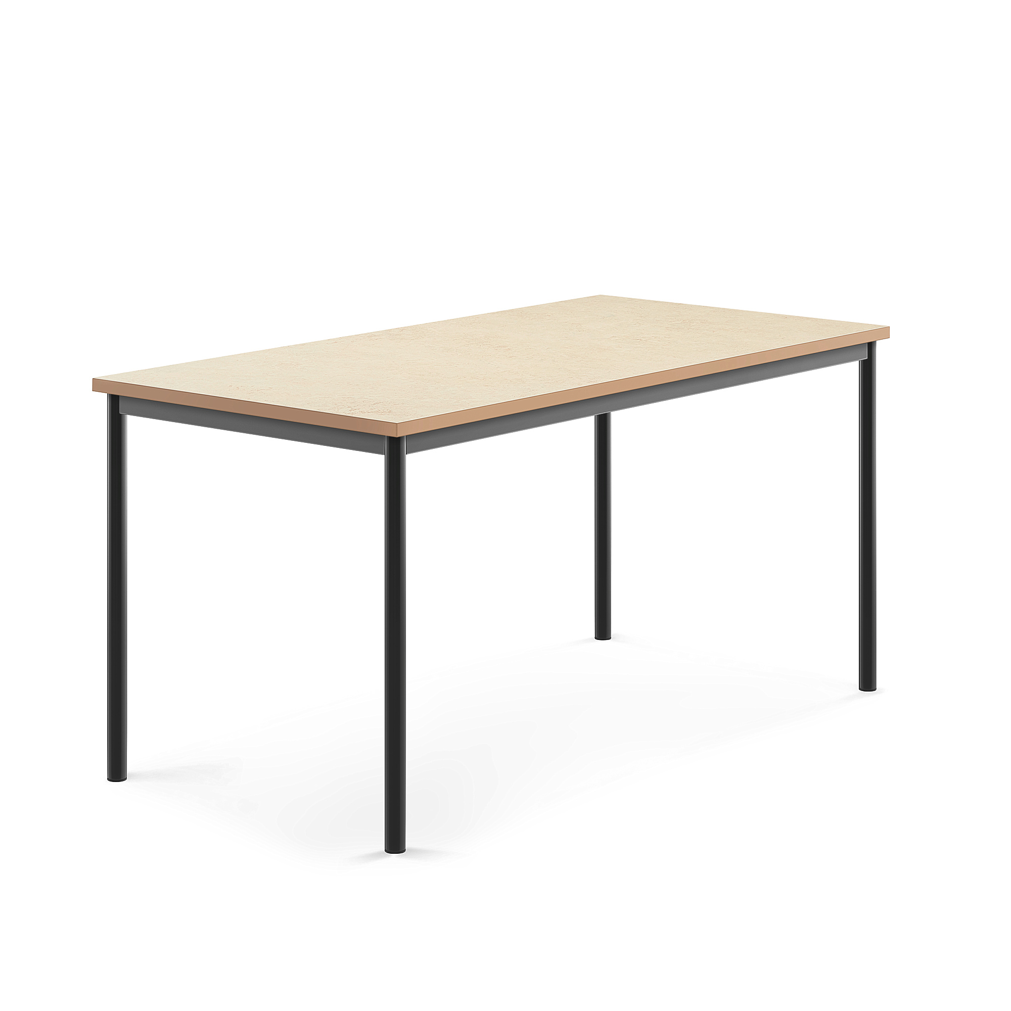 Stůl SONITUS, 1600x800x760 mm, antracitově šedé nohy, deska s linoleem, béžová