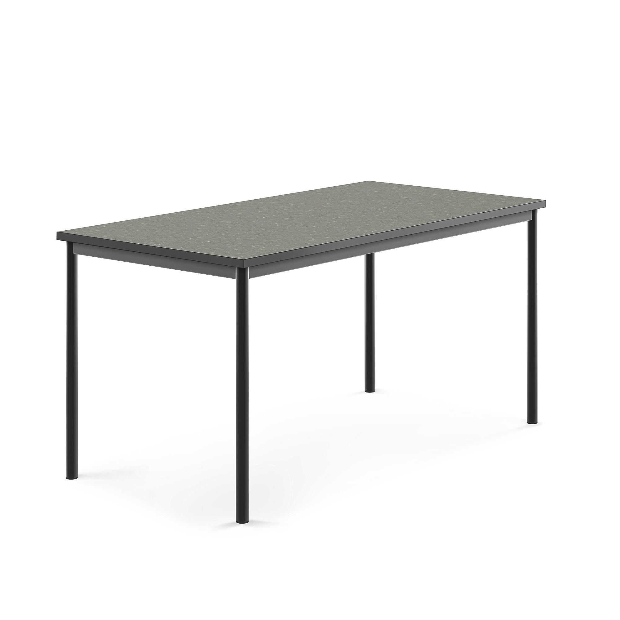 Stůl SONITUS, 1600x800x760 mm, antracitově šedé nohy, deska s linoleem, tmavě šedá
