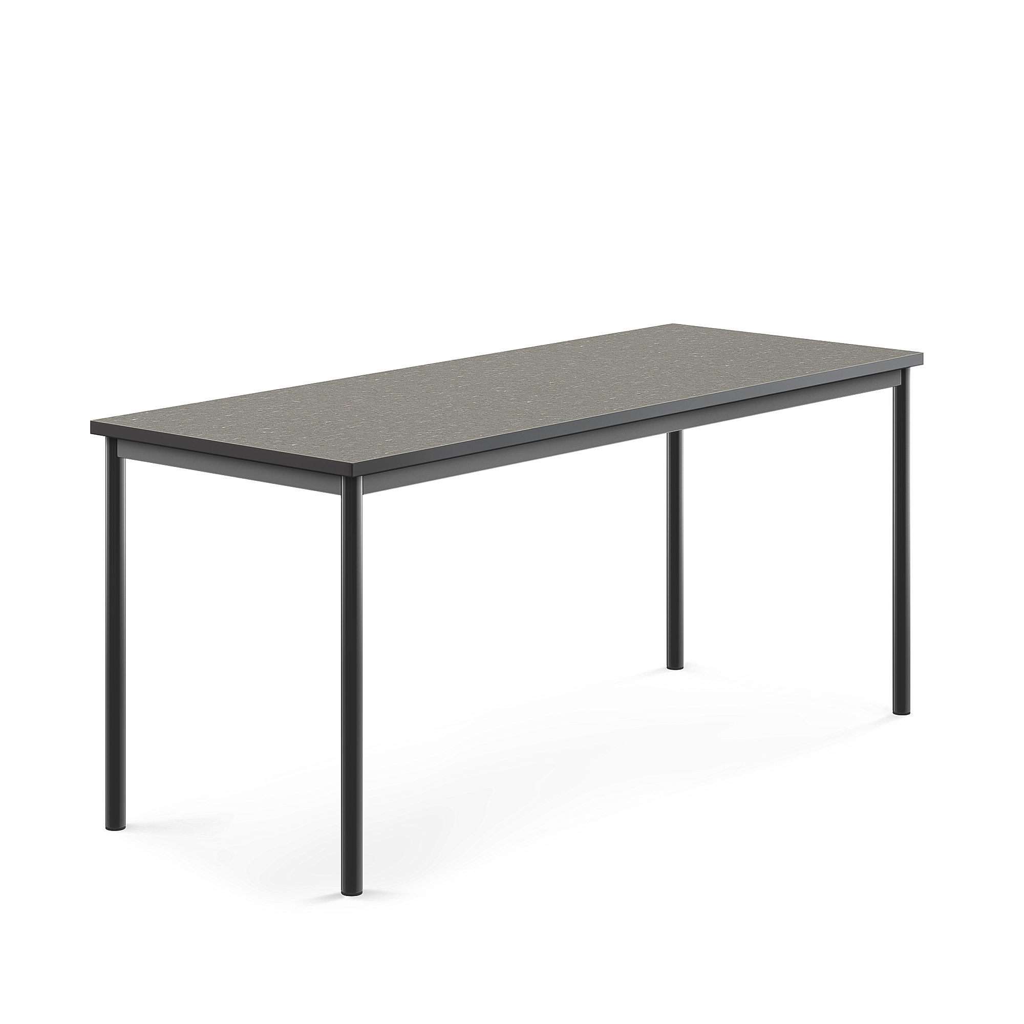 Stůl SONITUS, 1800x700x760 mm, antracitově šedé nohy, deska s linoleem, tmavě šedá