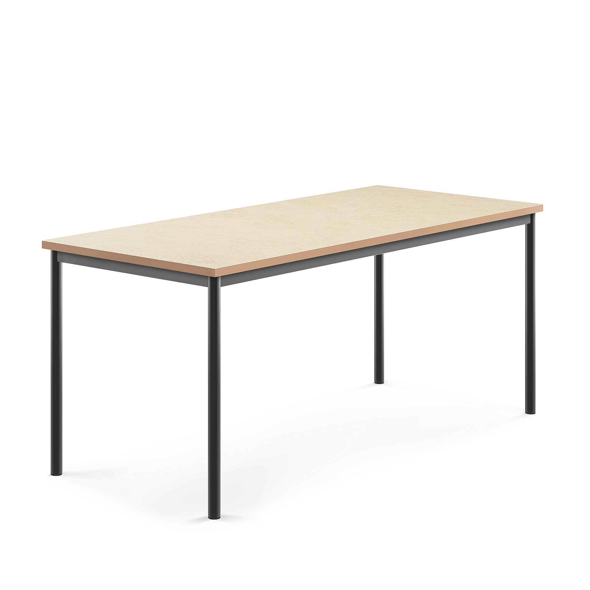 Stůl SONITUS, 1800x800x760 mm, antracitově šedé nohy, deska s linoleem, béžová