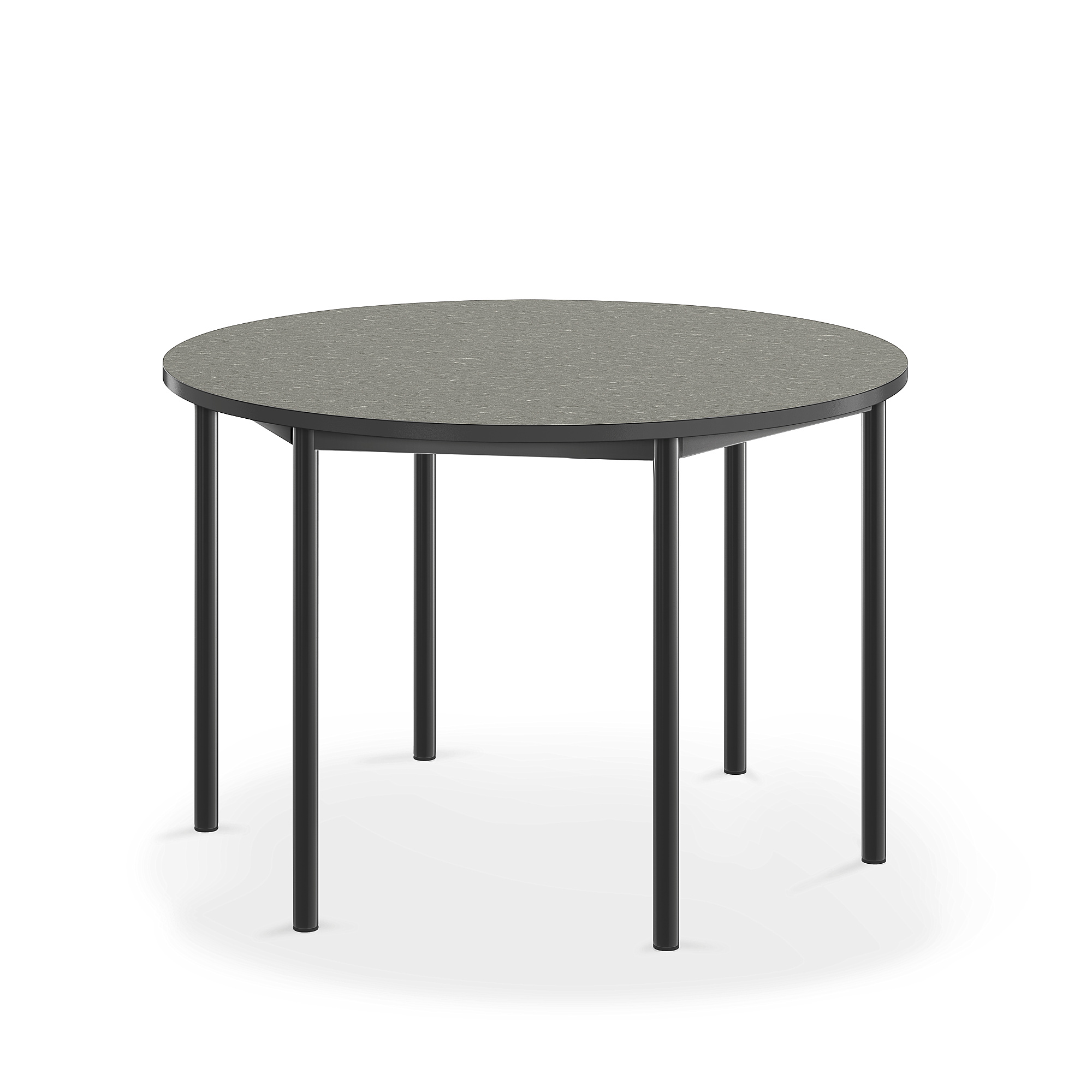 Stůl SONITUS, Ø1200x760 mm, antracitově šedé nohy, deska s linoleem, tmavě šedá