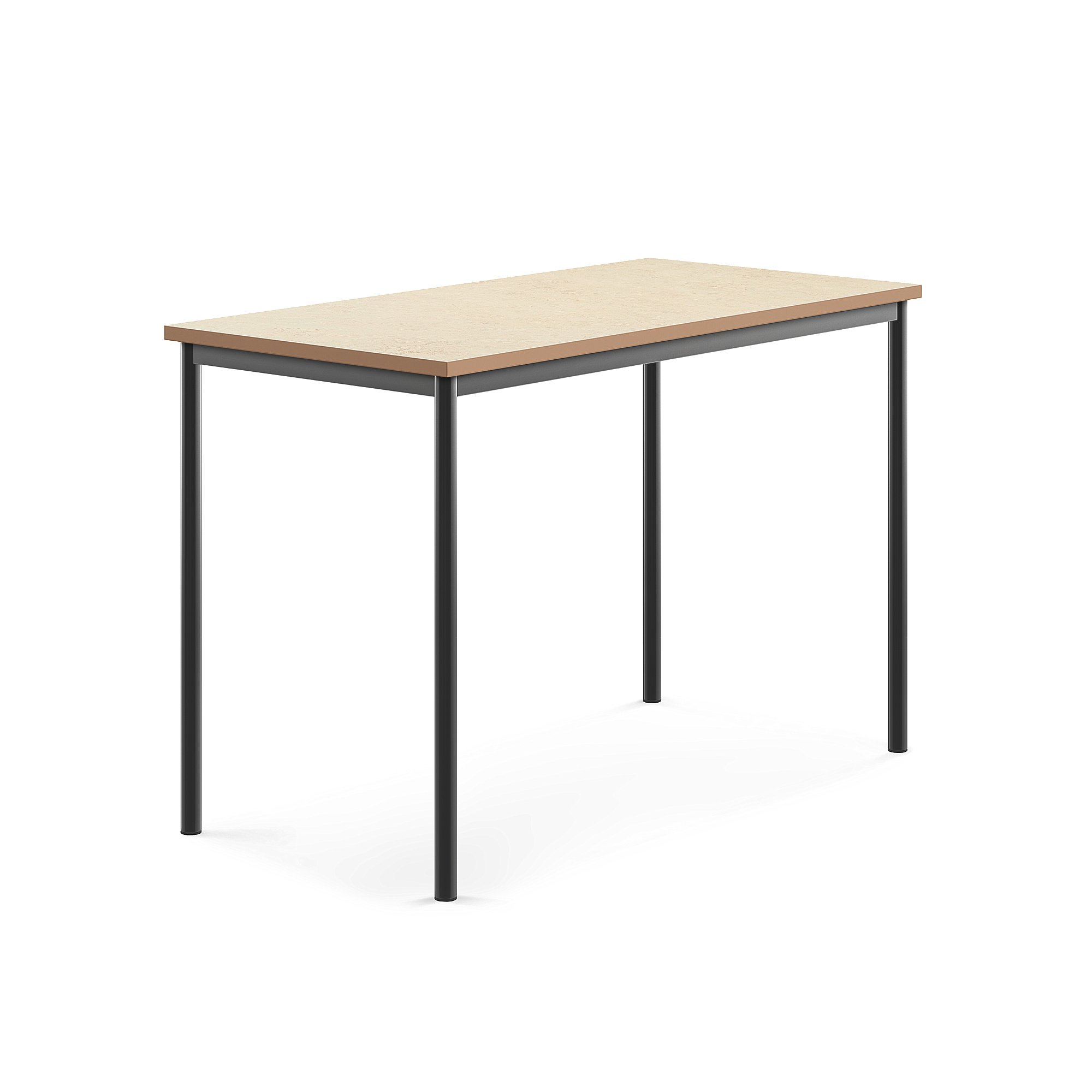 Stůl SONITUS, 1400x700x900 mm, antracitově šedé nohy, deska s linoleem, béžová