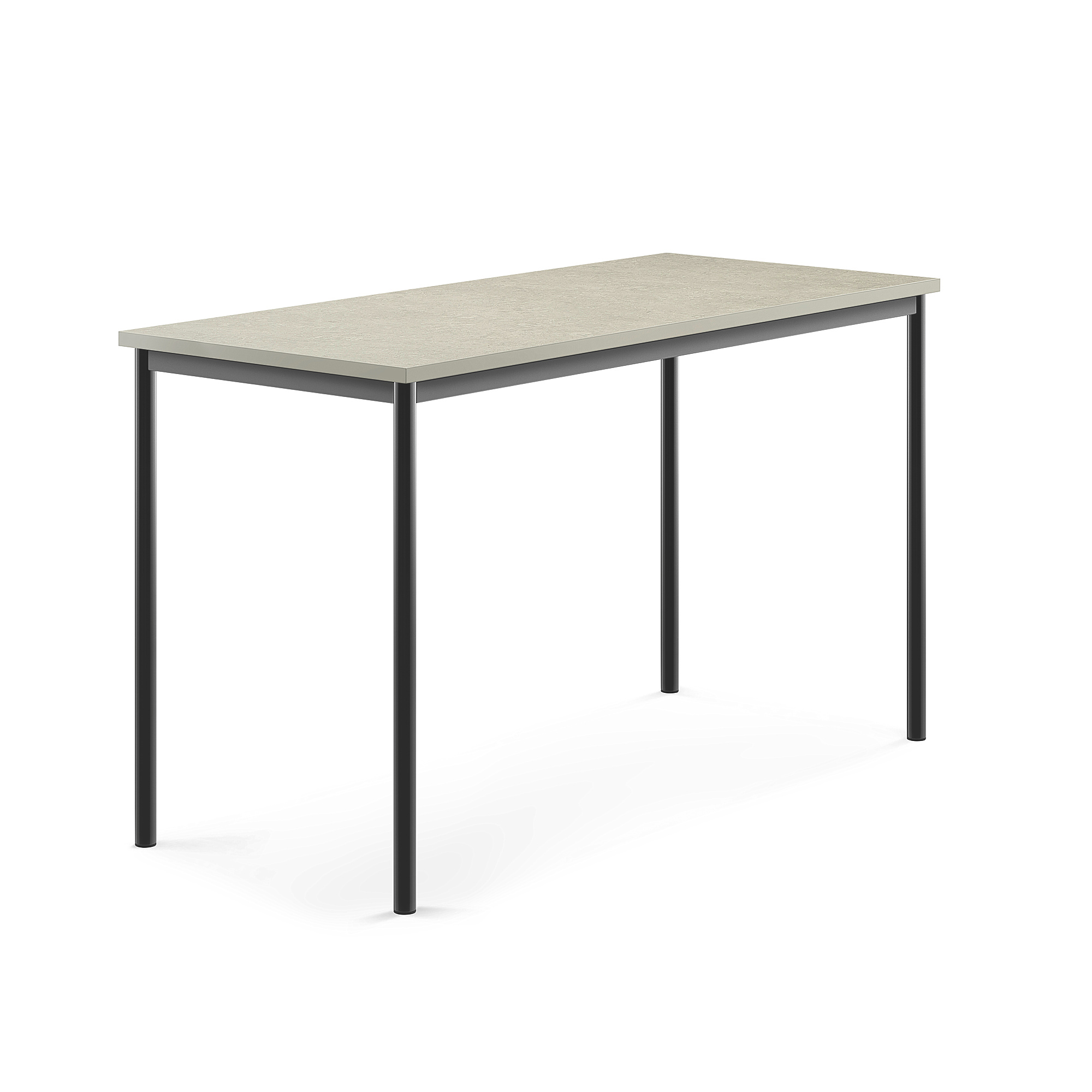 Stůl SONITUS, 1600x700x900 mm, antracitově šedé nohy, deska s linoleem, šedá