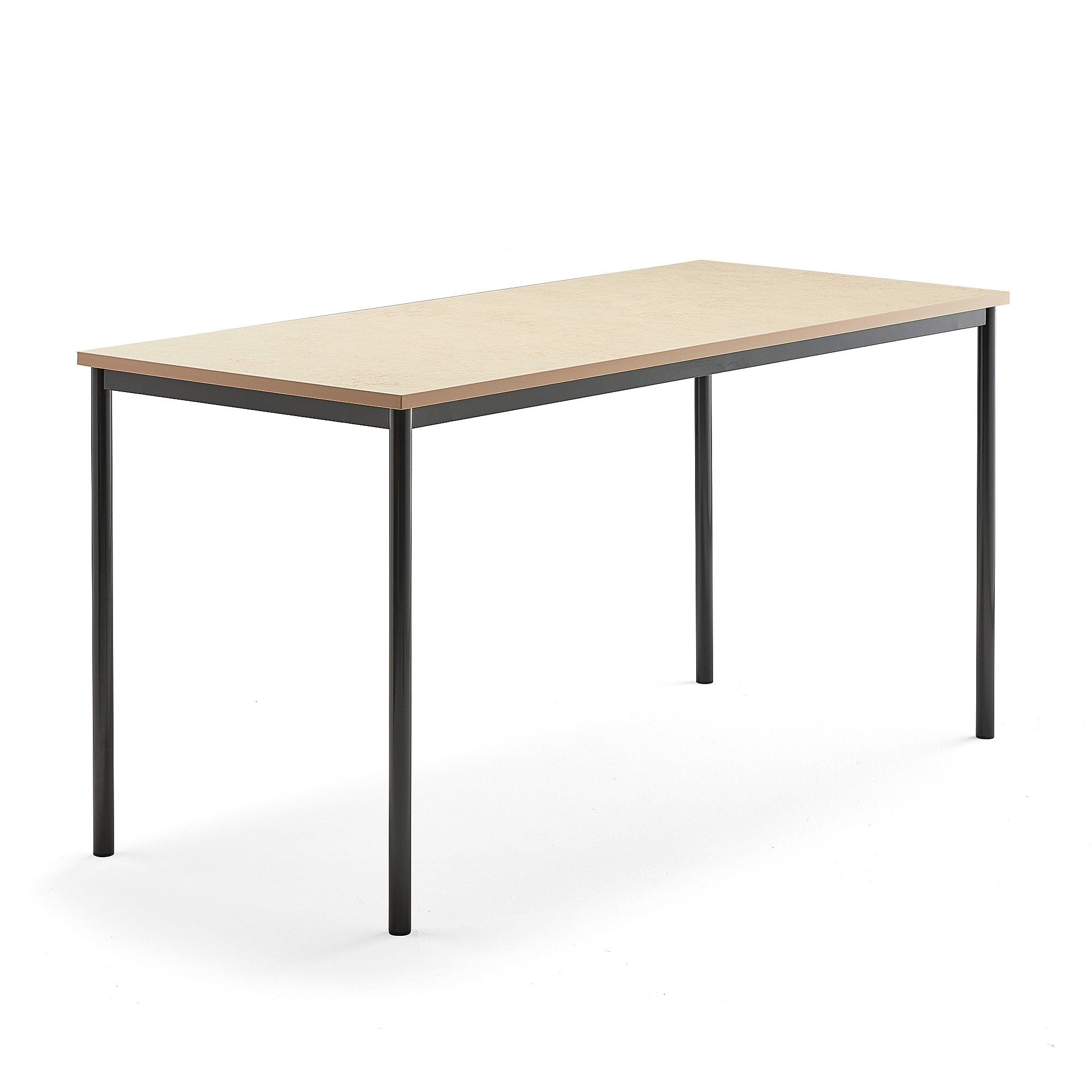 Stůl SONITUS, 1800x800x900 mm, antracitově šedé nohy, deska s linoleem, béžová