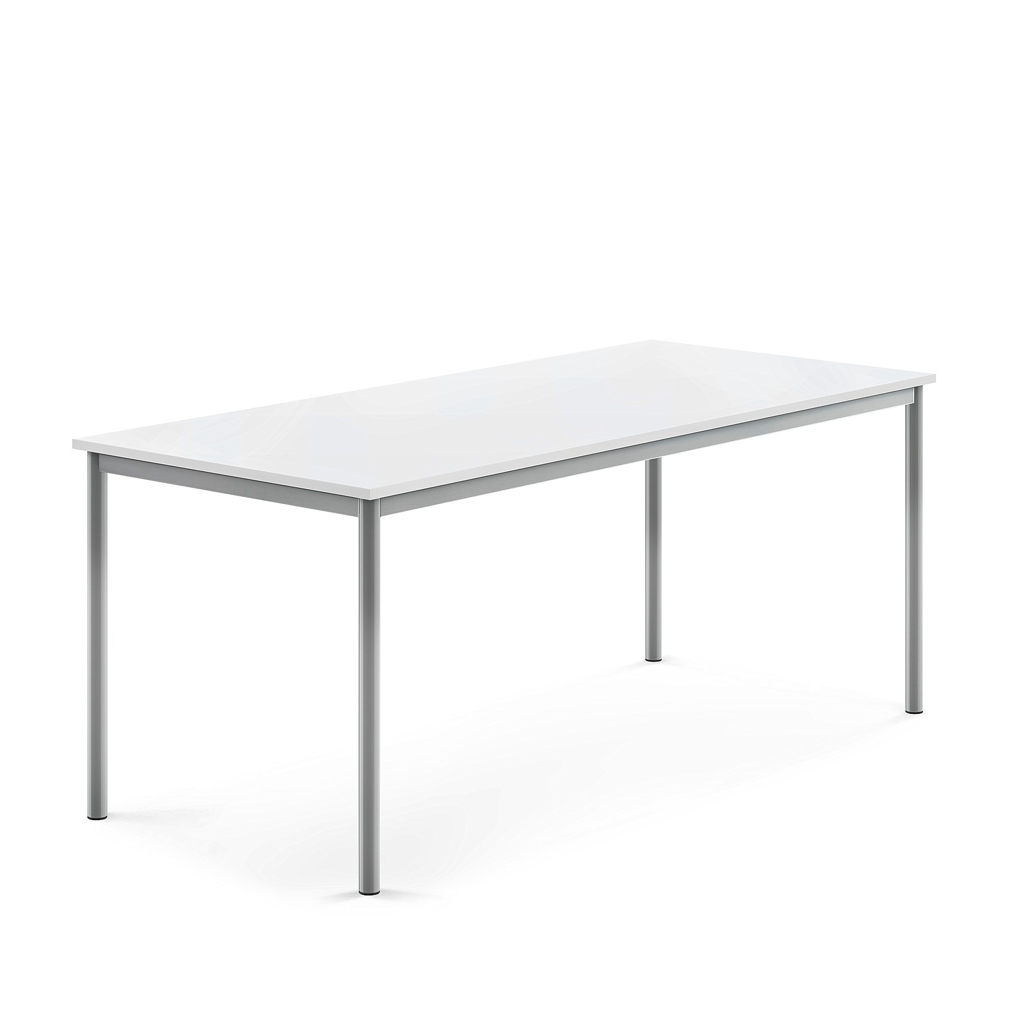 Stůl BORÅS, 1800x800x720 mm, stříbrné nohy, HPL deska, bílá
