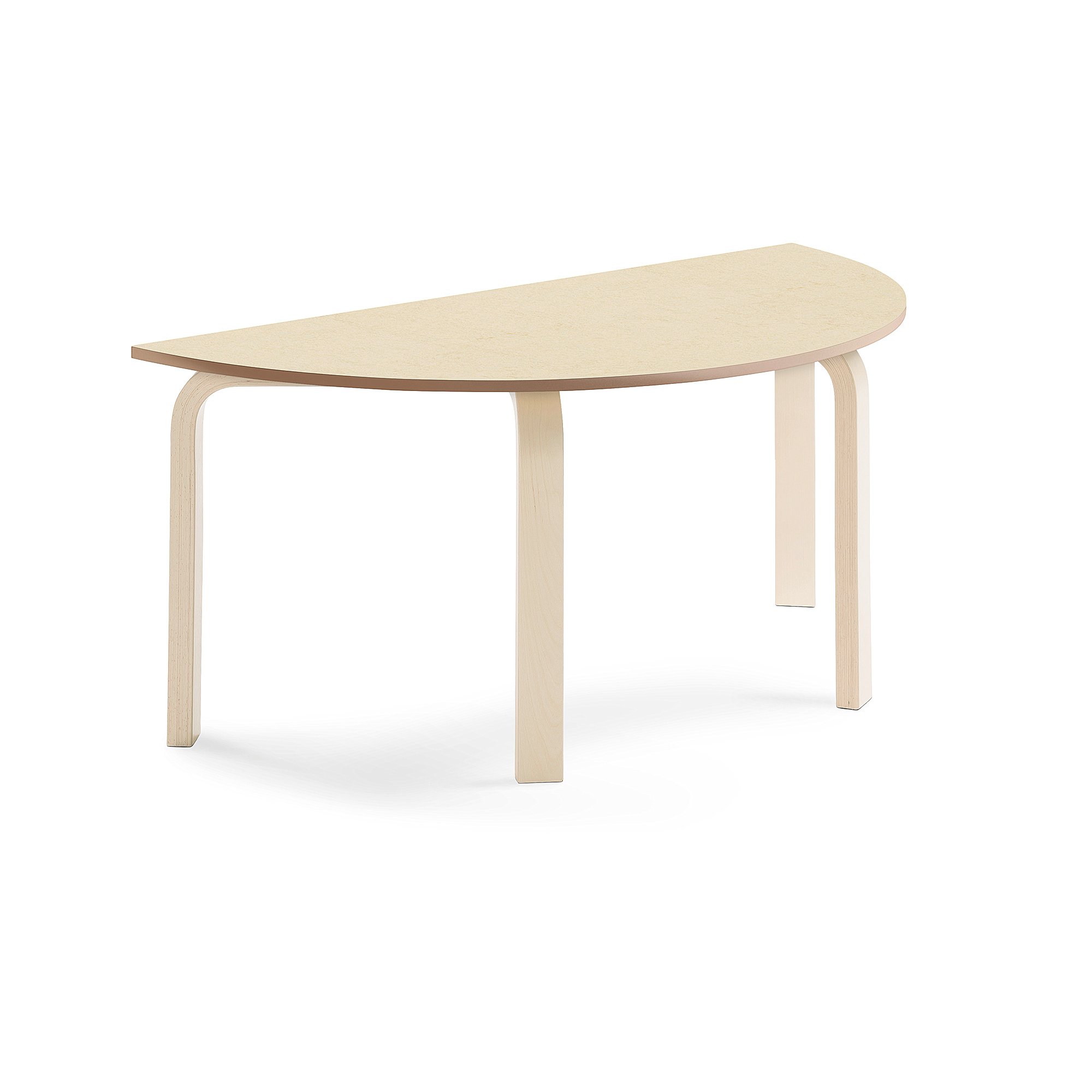 Stůl ELTON, půlkruh, 1200x600x530 mm, bříza, akustické linoleum, béžová