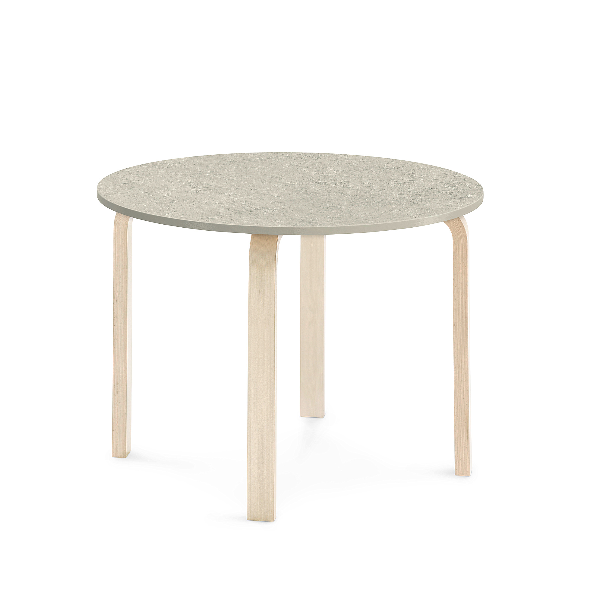 Stůl ELTON, Ø 900x640 mm, bříza, akustické linoleum, šedá