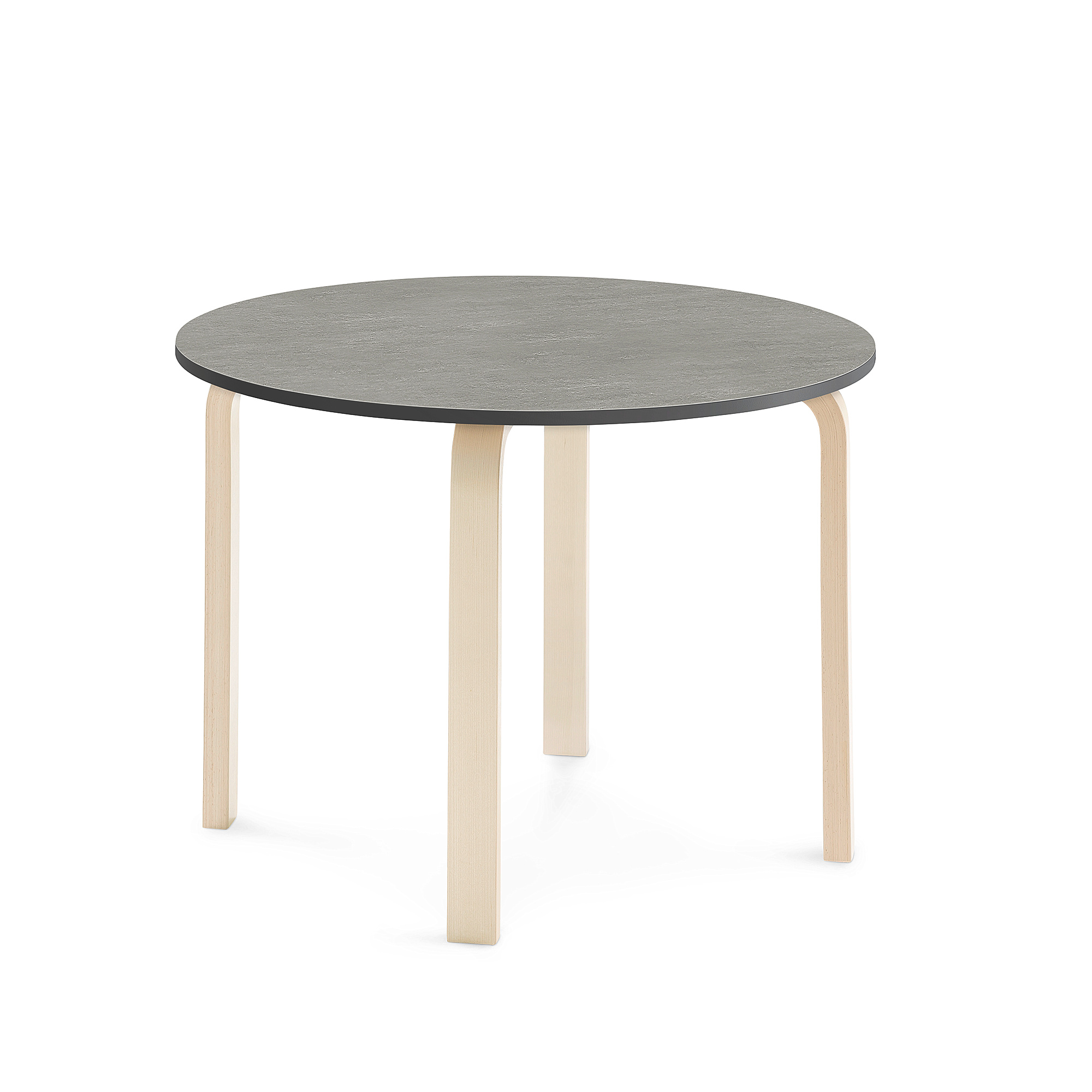 Stůl ELTON, Ø 900x640 mm, bříza, akustické linoleum, tmavě šedá