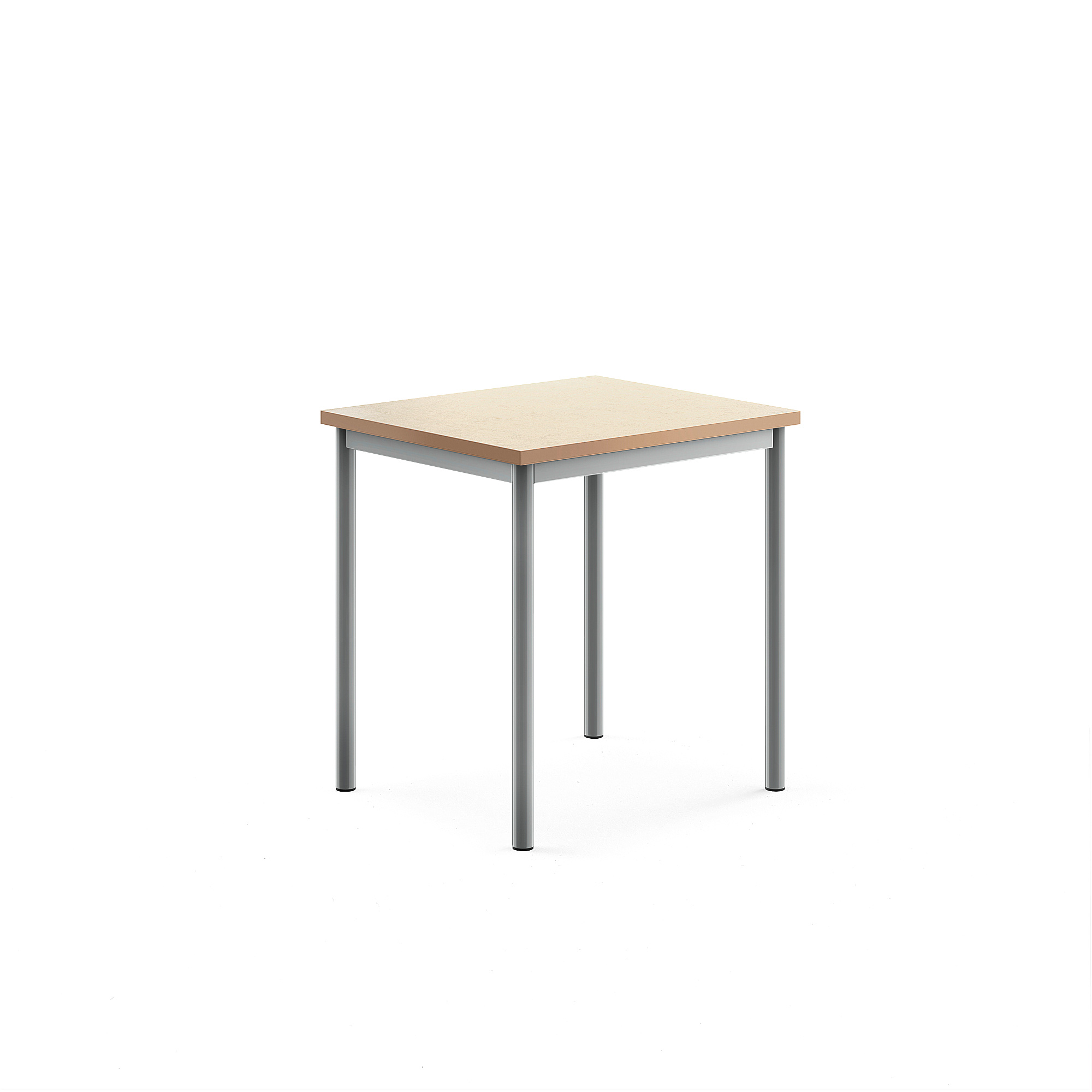 Stůl SONITUS, 700x600x720 mm, stříbrné nohy, deska s linoleem, béžová