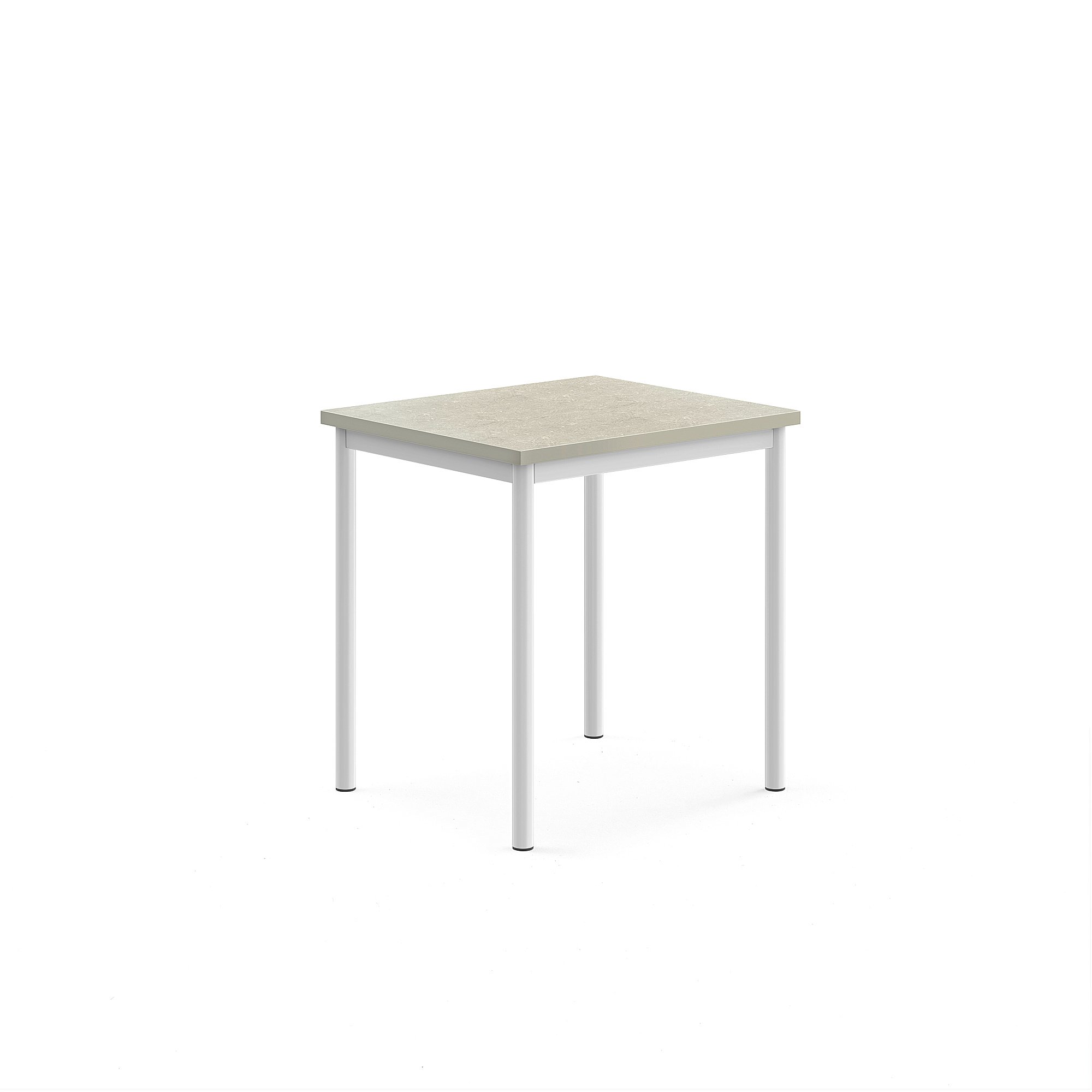 Stůl SONITUS, 700x600x720 mm, bílé nohy, deska s linoleem, šedá