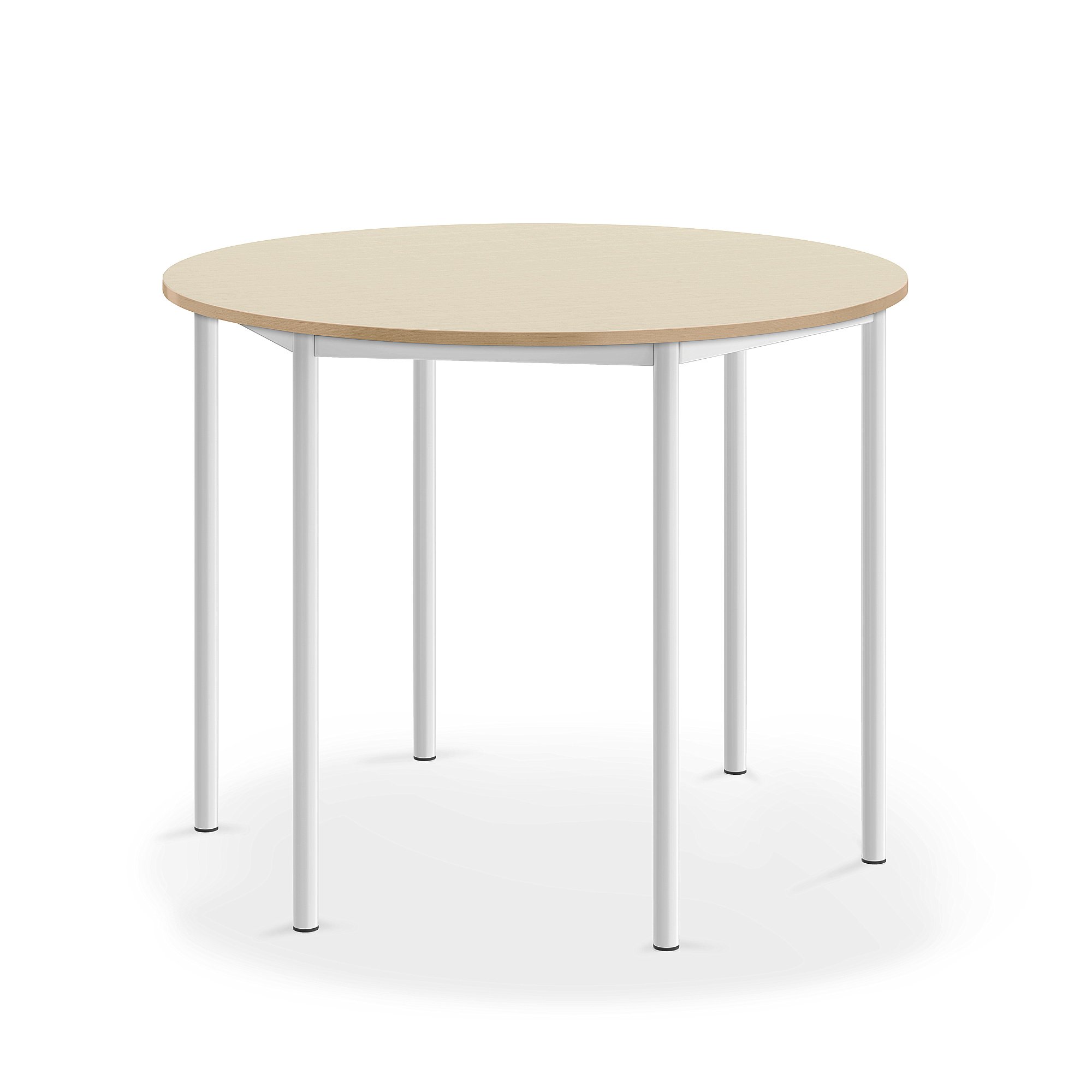 Stůl BORÅS, Ø1200x900 mm, bílé nohy, HPL deska, bříza