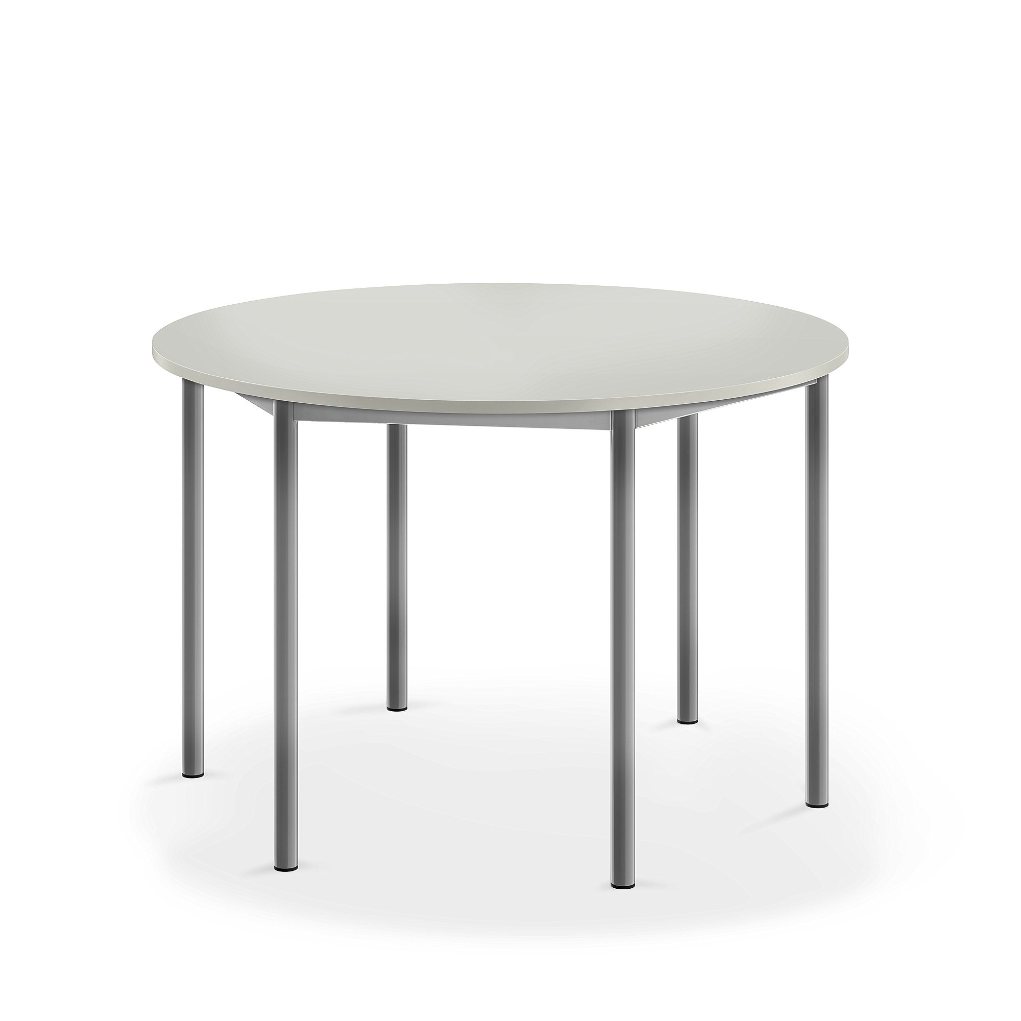 Stůl SONITUS, Ø1200x760 mm, stříbrné nohy, HPL deska tlumící hluk, šedá