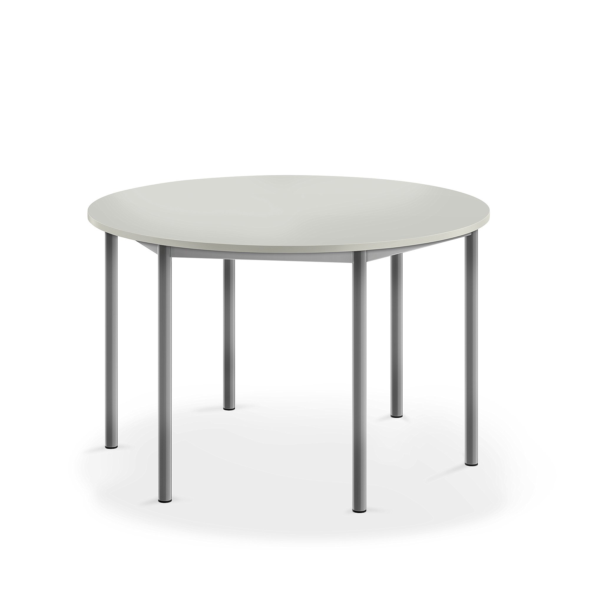 Stůl BORÅS, Ø1200x720 mm, stříbrné nohy, HPL deska, šedá