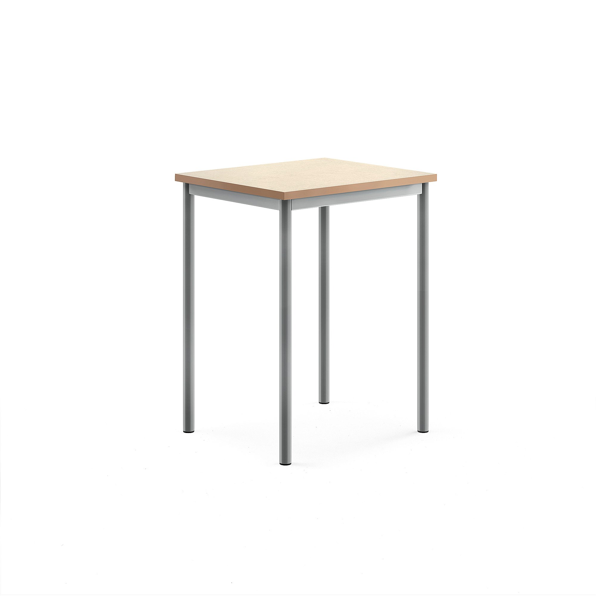 Stůl SONITUS, 700x600x900 mm, stříbrné nohy, deska s linoleem, béžová